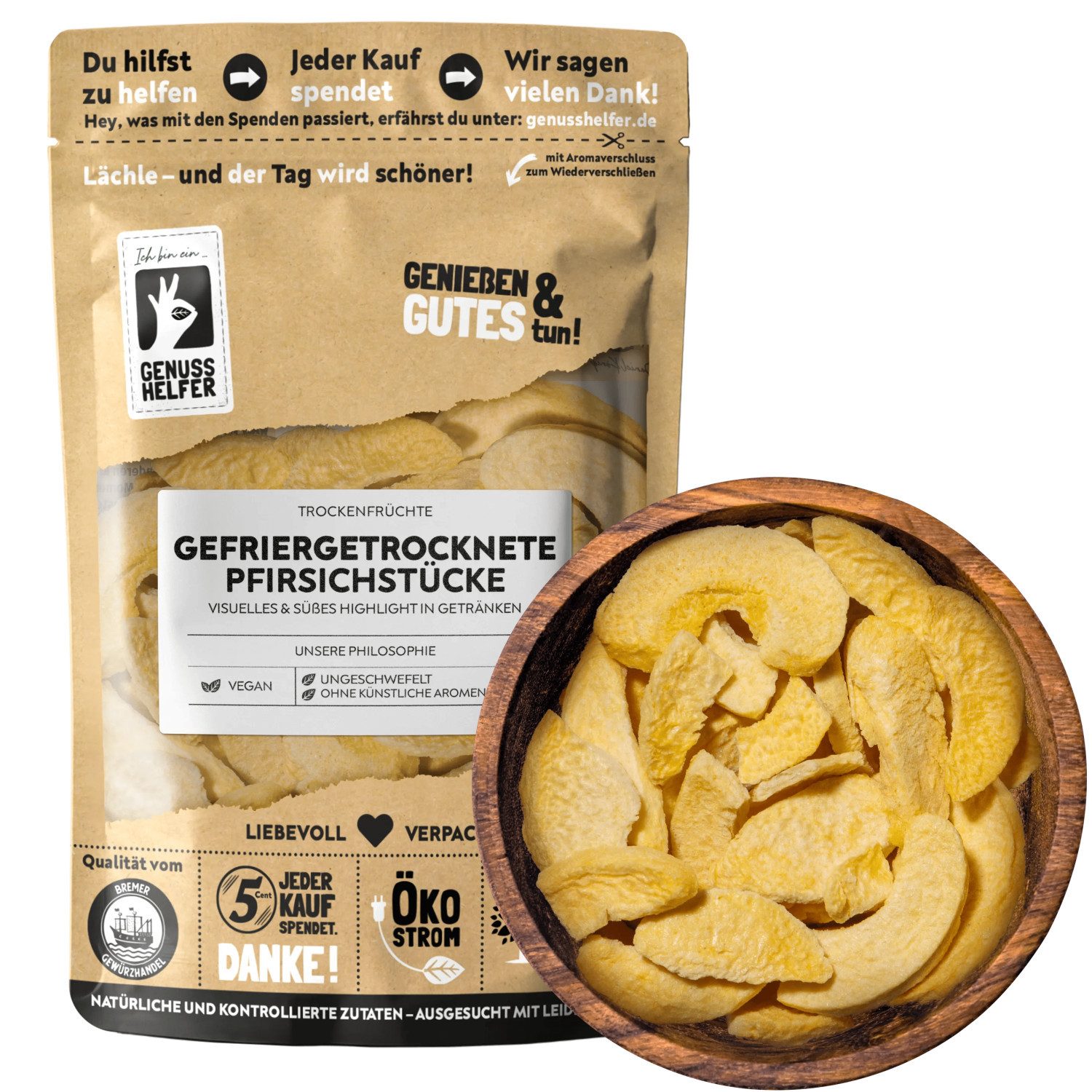 Bremer Gewürzhandel Trockenfrüchte Pfirsichstücke, gefriergetrocknet, 50 g