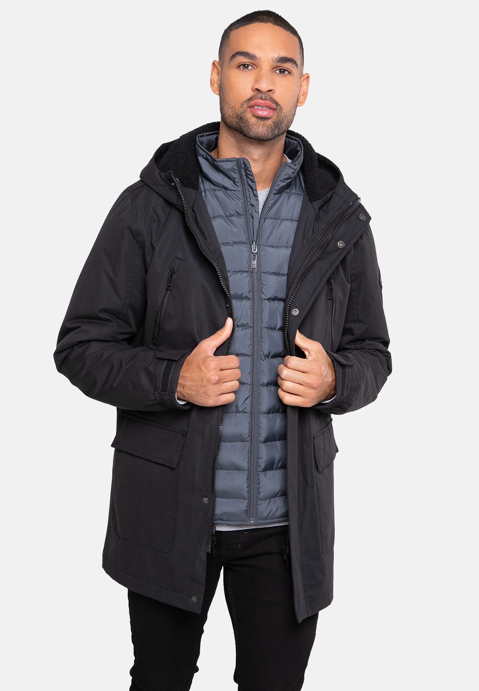 Threadbare Wintermantel Lincoln mit schützender Kapuze