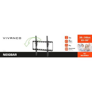 Vivanco TV-Wandhalterung, (bis 55 Zoll, 1-tlg., Werkzeugfreie Verstellung der Neigefunktion, Integrierte Wasserwa)