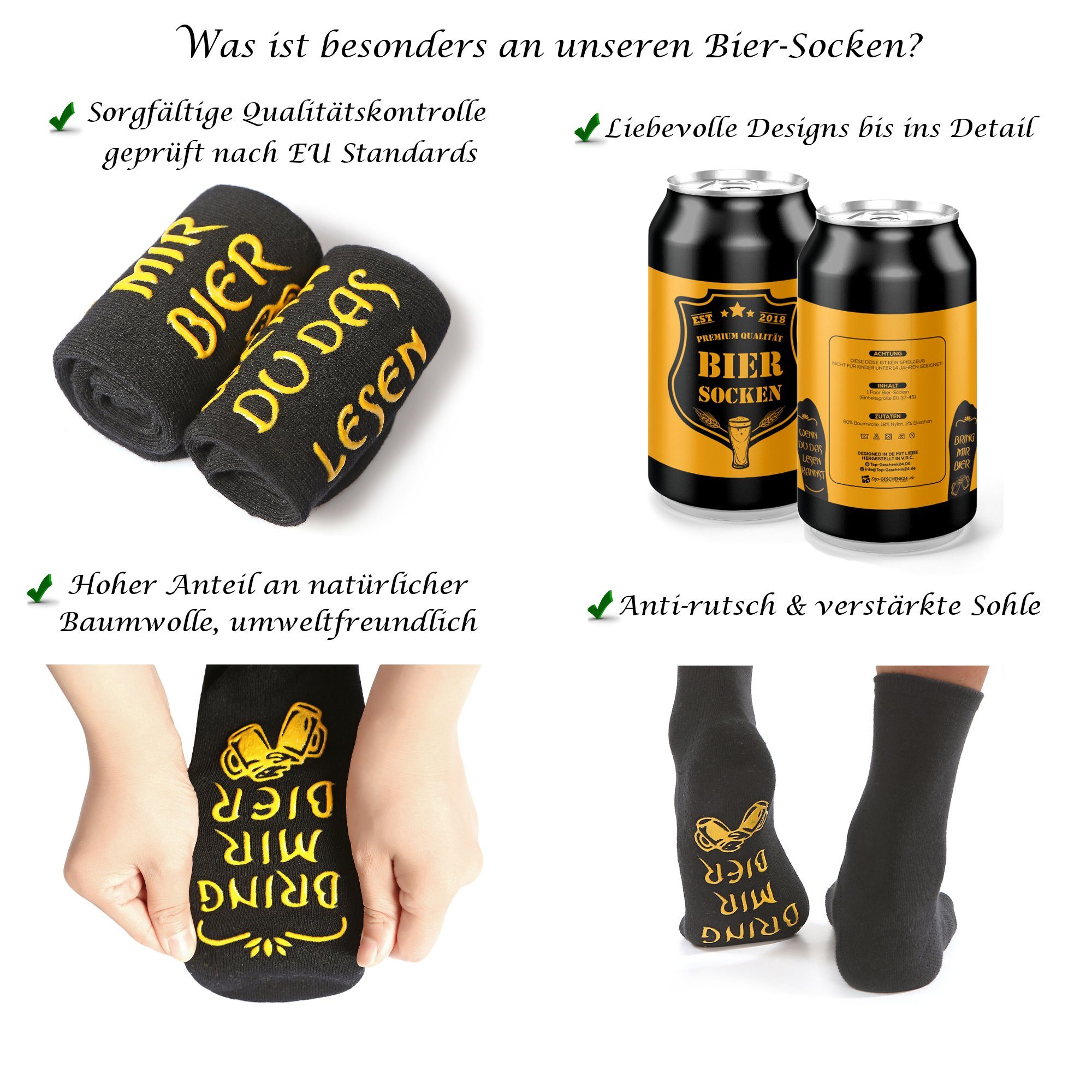 Lucadeau Socken lustige Bier Socken mit Spruch - Weihnachtsgeschenk für Männer (Dose, 1 Paar) rutschfest, Gr. 38-44, Geschenke für Männer, Geburtstagsgeschenk – Bild 5 von 5