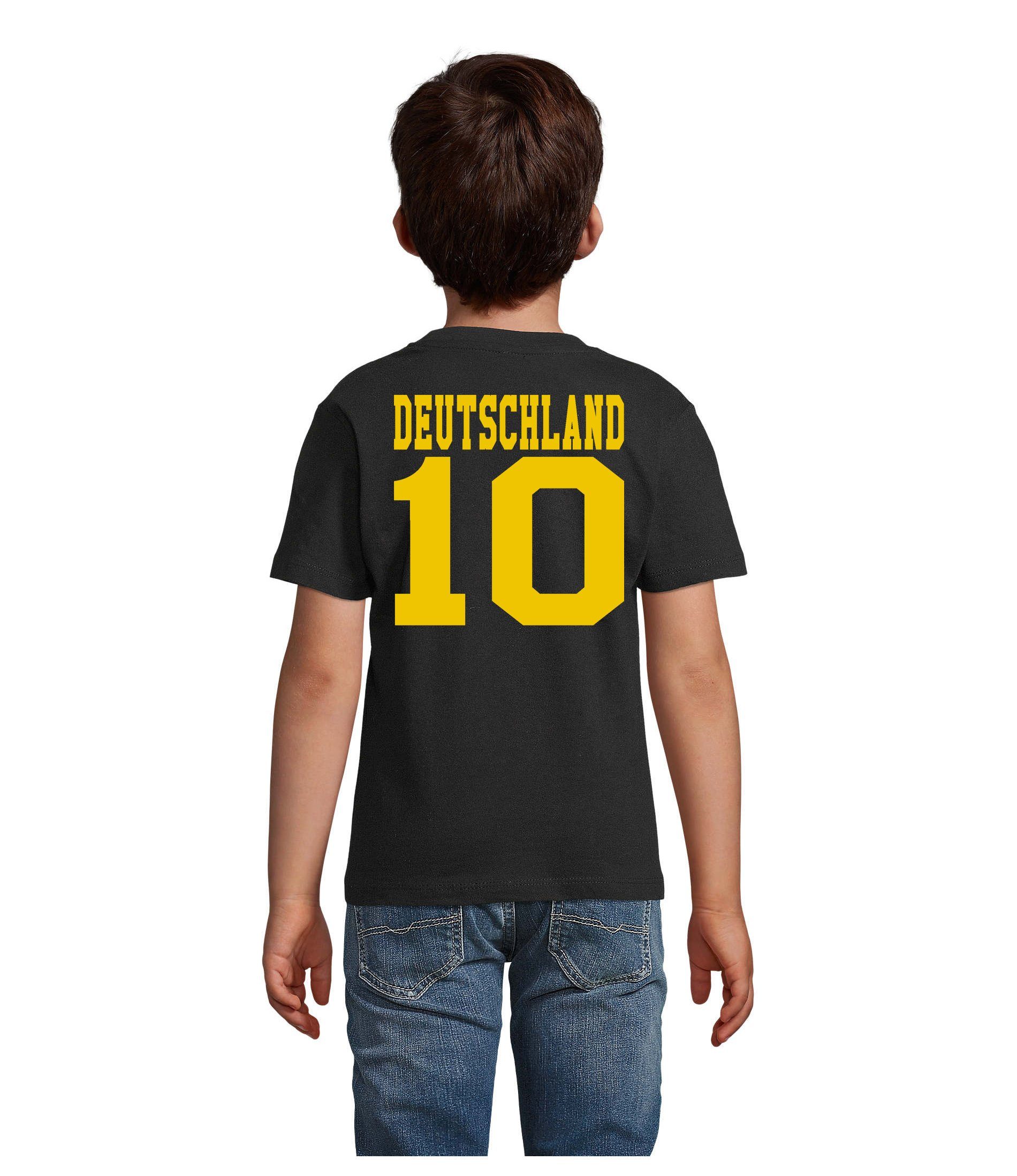 T-Shirt Fußball Kinder EM Meister Deutschland Blondie Sport Brownie Germany & Gold/Schwarz Trikot