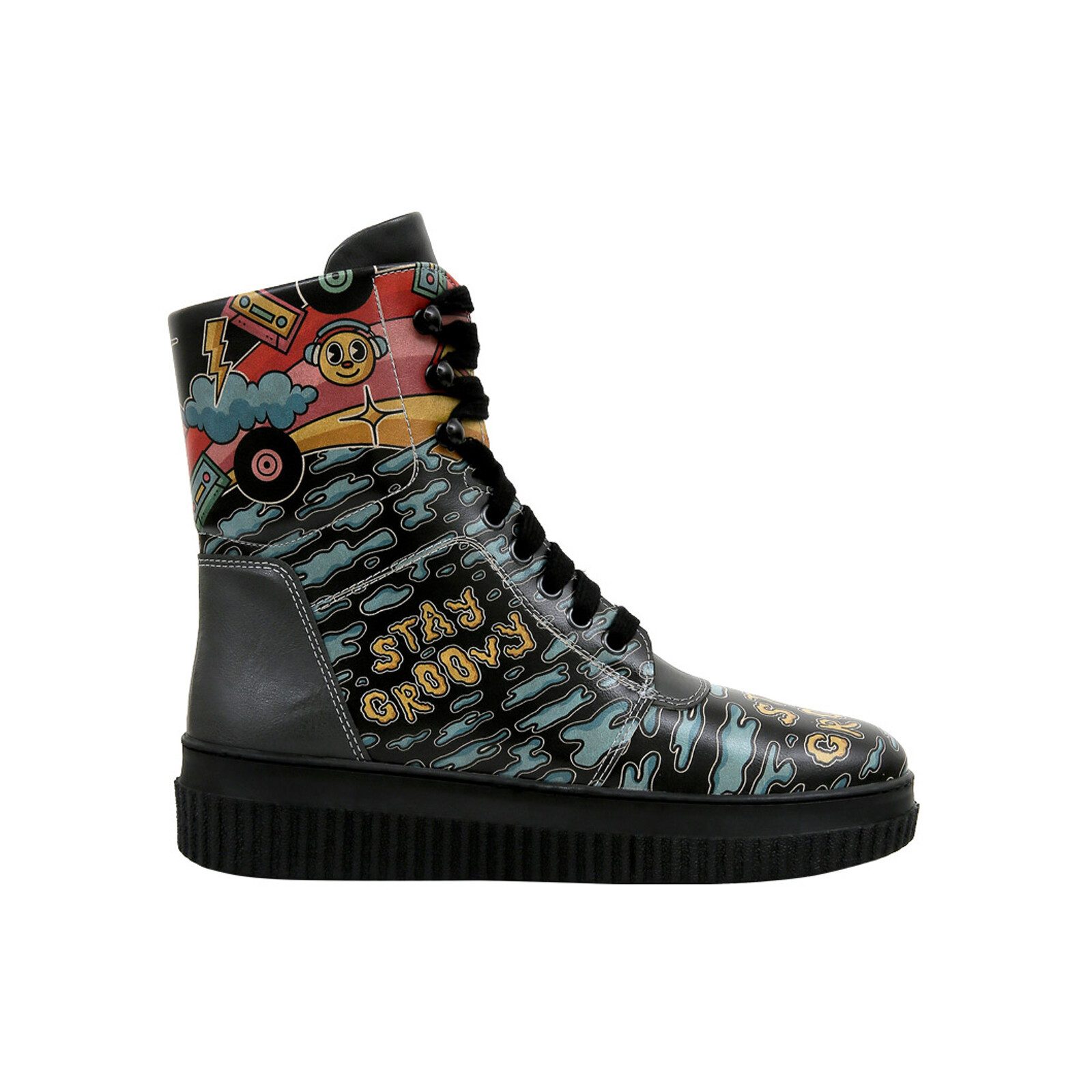 DOGO Future High Top Boots Stay Groovy Damen Stiefeletten Schnürboots Handgefertigt