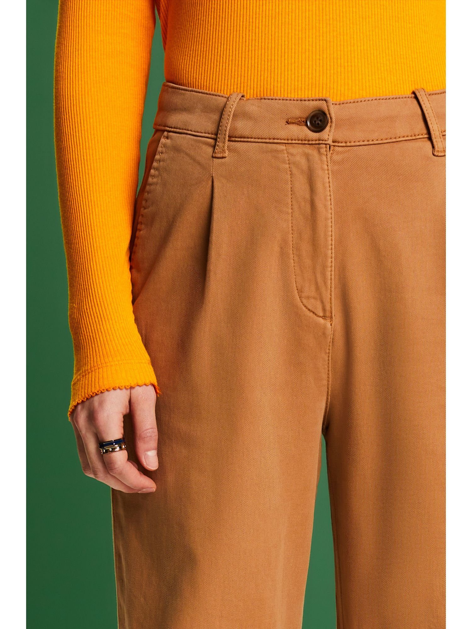 Chino Bund geschnittene Weit mit Stoffhose Esprit CARAMEL hohem