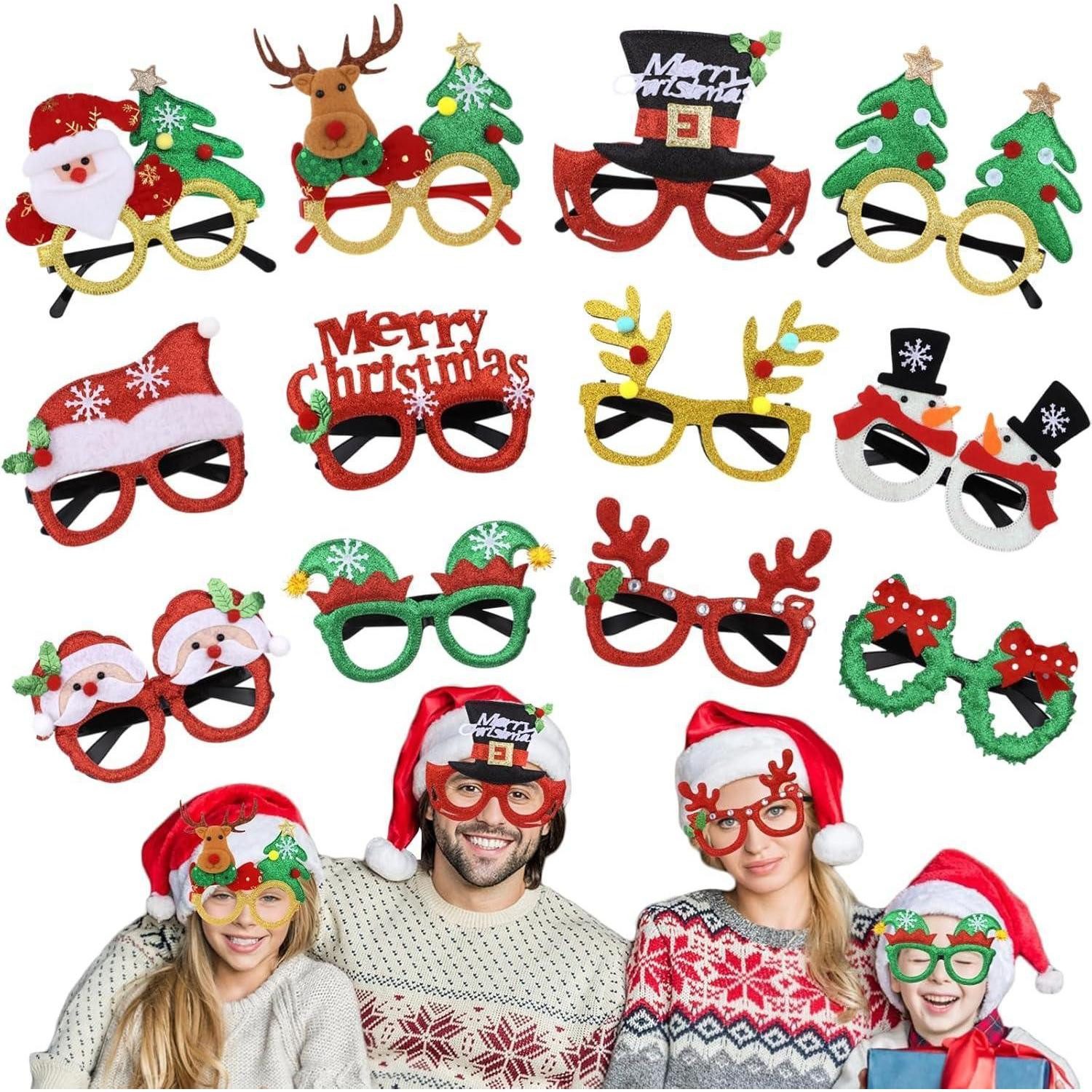 LuxusKollektion Dekohänger Weihnachtsbrillen Set - 12 Partybrillen in 12 festlichen Designs