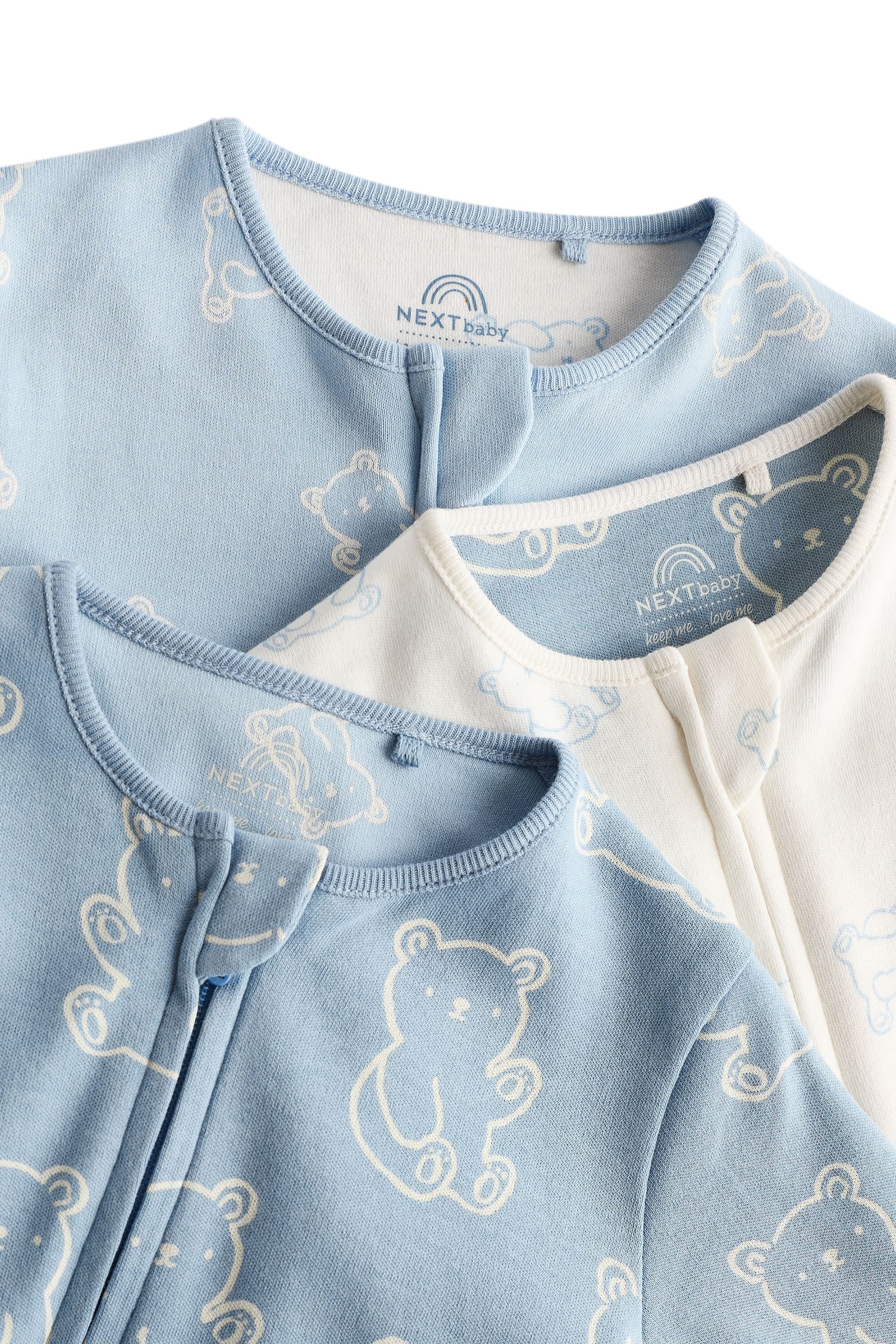 Next Schlafoverall Gerippte Babyschlafanzüge, 3er-Pack (3-tlg)