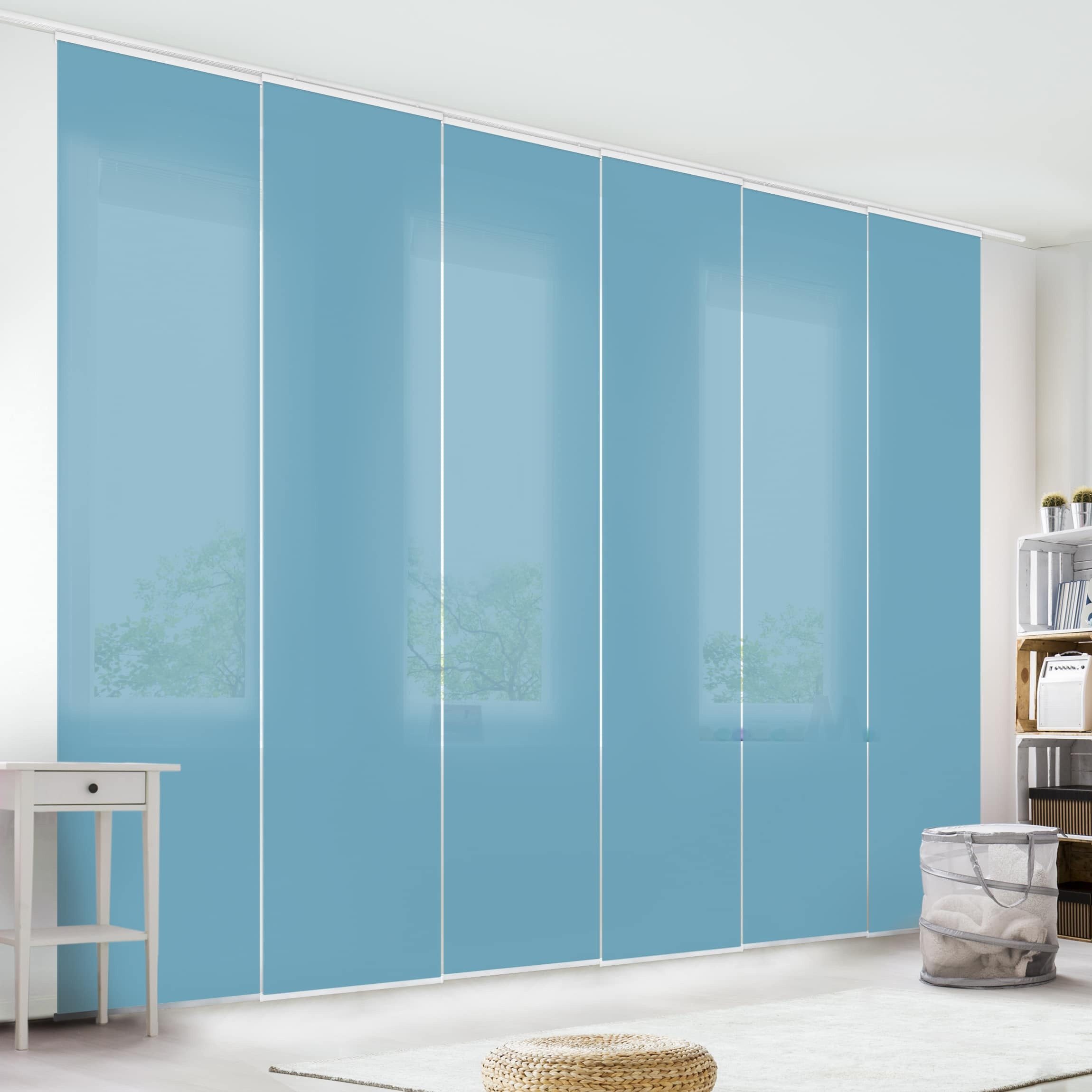Bilderdepot24 Schiebegardine modern Flächenvorhang blickdicht Meerblau, günstig online kaufen