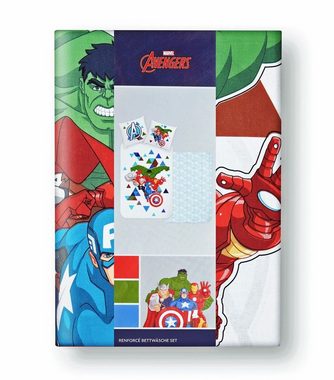 Kinderbettwäsche Avengers Disney 135x200cm Captain America, JACK, Renforcé, 2 teilig, alle Marvel Helden, mit Reißverschluss