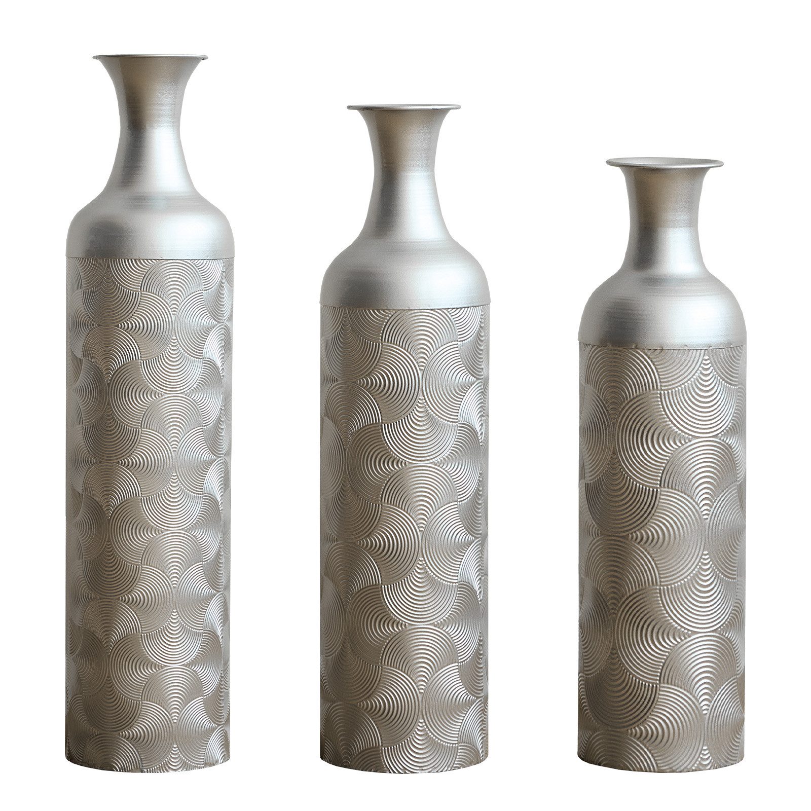 KLAM HOME Bodenvase Große Bodenvase 3er Set aus Metall, (50/65/83 cm), Mid-Century Modern (Dekovase Boden bis zur Decke reichende Vase, hohe dekorative Vase), Vintage Deko, Dekorative Vase für Wohnzimmer, Flur und Schlafzimmer