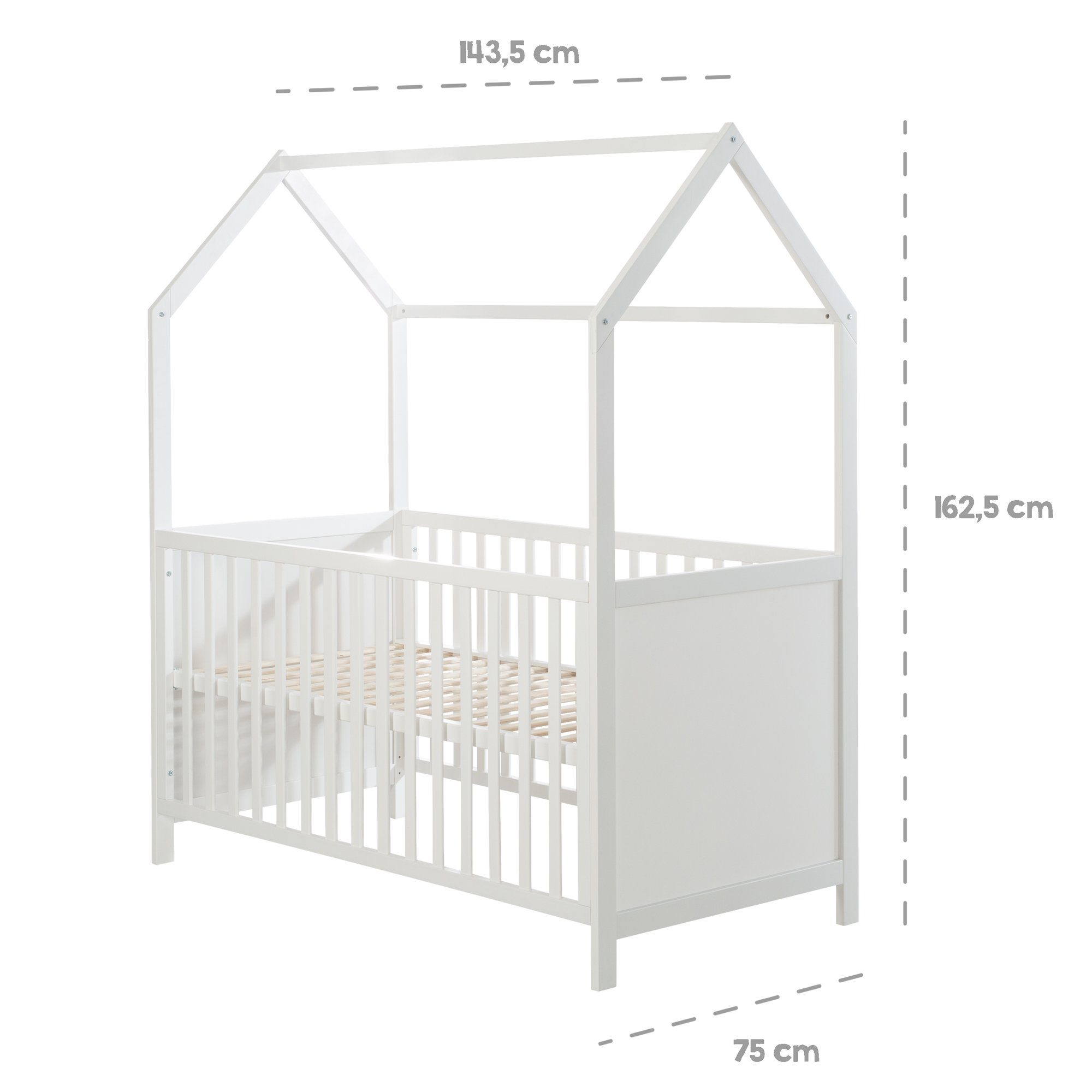 roba® Babybett Hausbett 70 x 140 cm, Babybett in Hausoptik, höhenverstellba günstig online kaufen