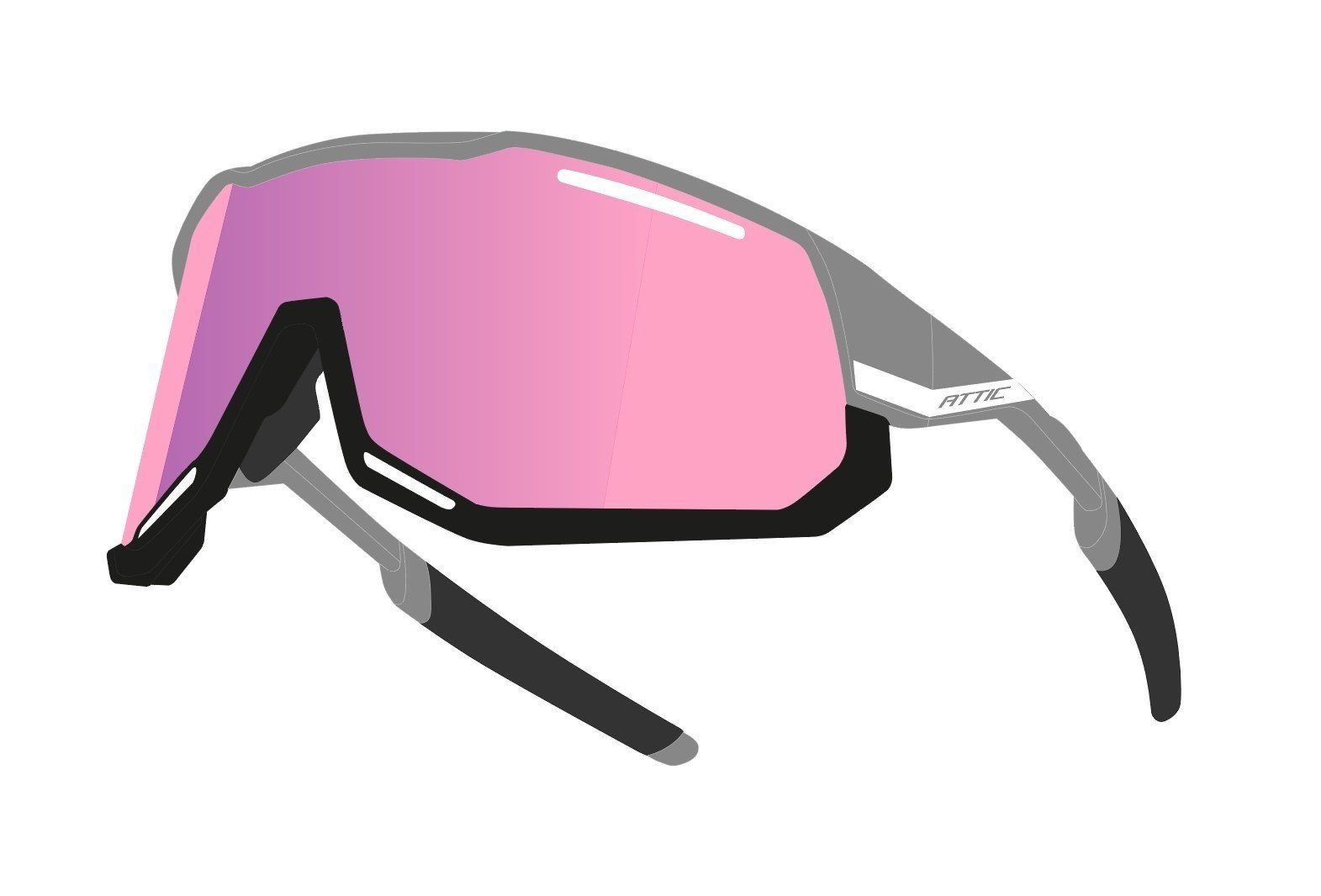 grau-schwarz rosa Kontrast Sonnenbrille FORCE Fahrradbrille ATTIC F