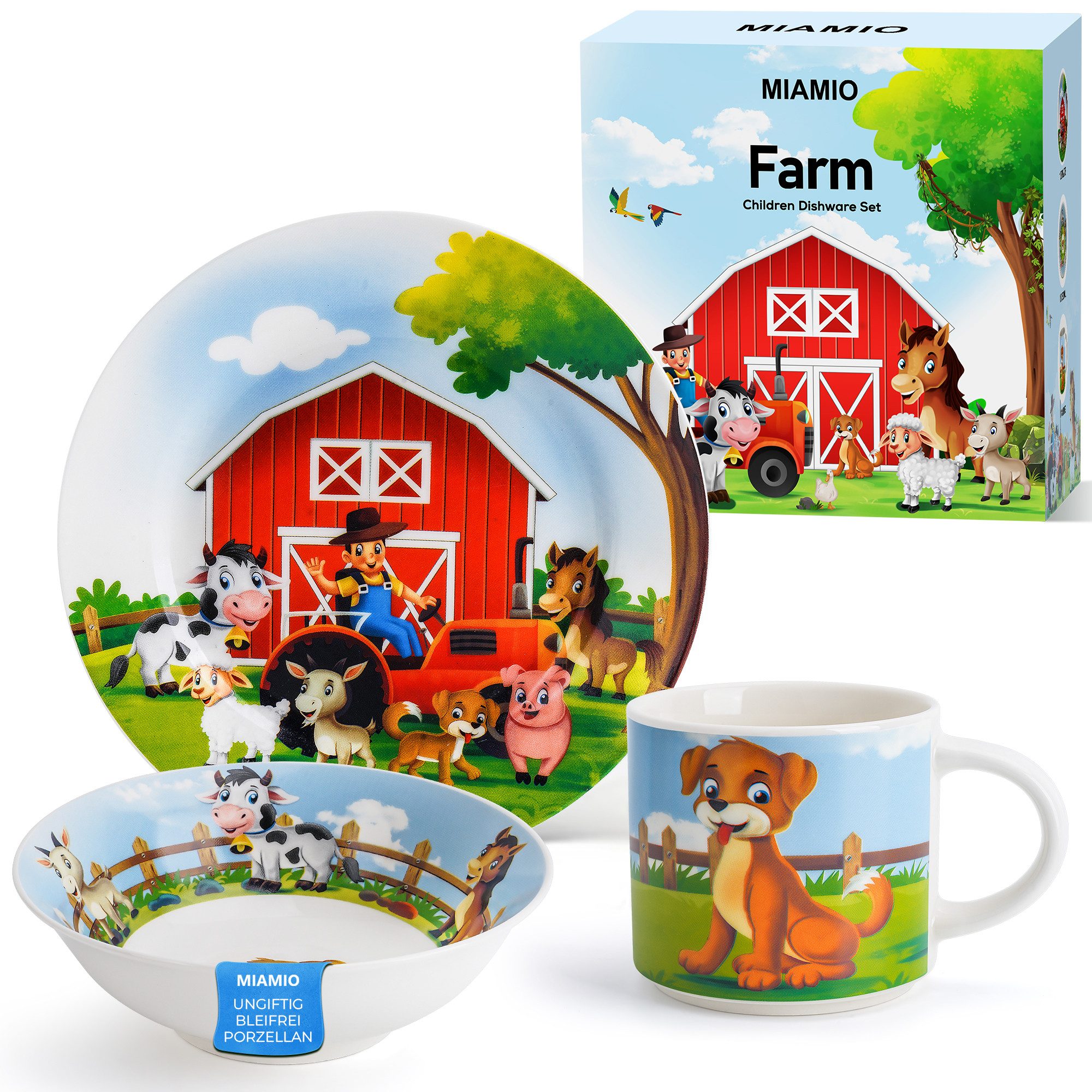 MiaMio Kindergeschirr-Set 3er-Set Kindergeschirr/Porzellan inkl. Teller, Schüssel und Tasse