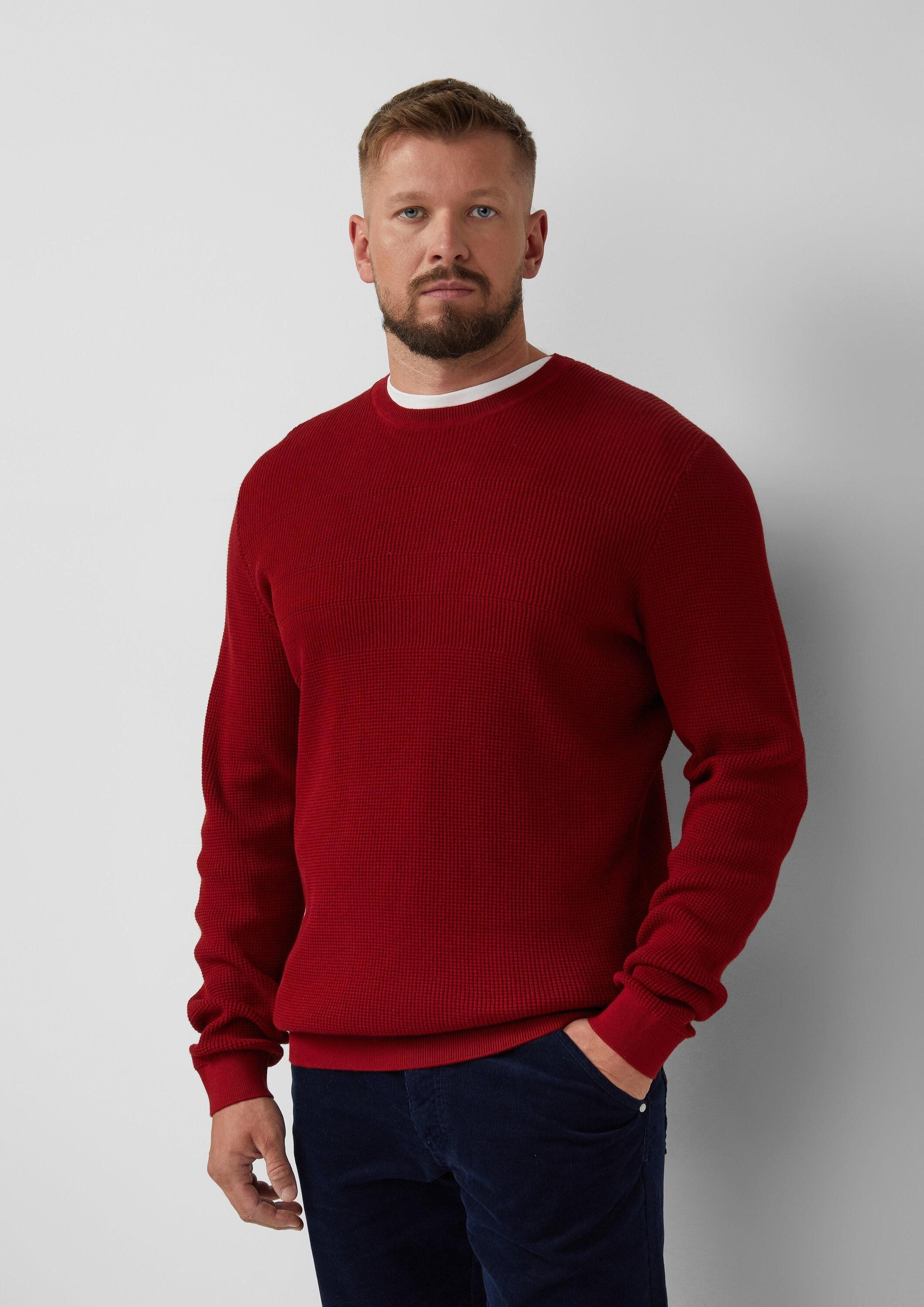 s.Oliver Longpullover Strickpullover Strukturmix-Pullover aus reiner günstig online kaufen