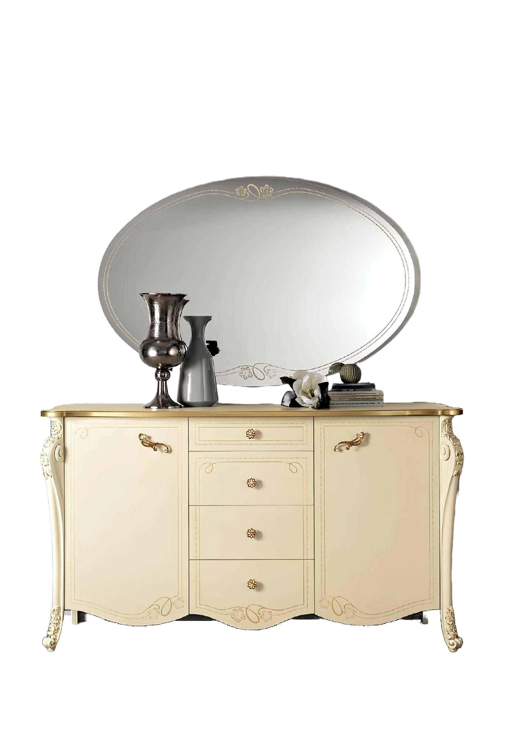 Xlmoebel Spiegel Eleganter Wandspiegel im Art-déco-Stil in edlem Beige, Hergestellt in Europa