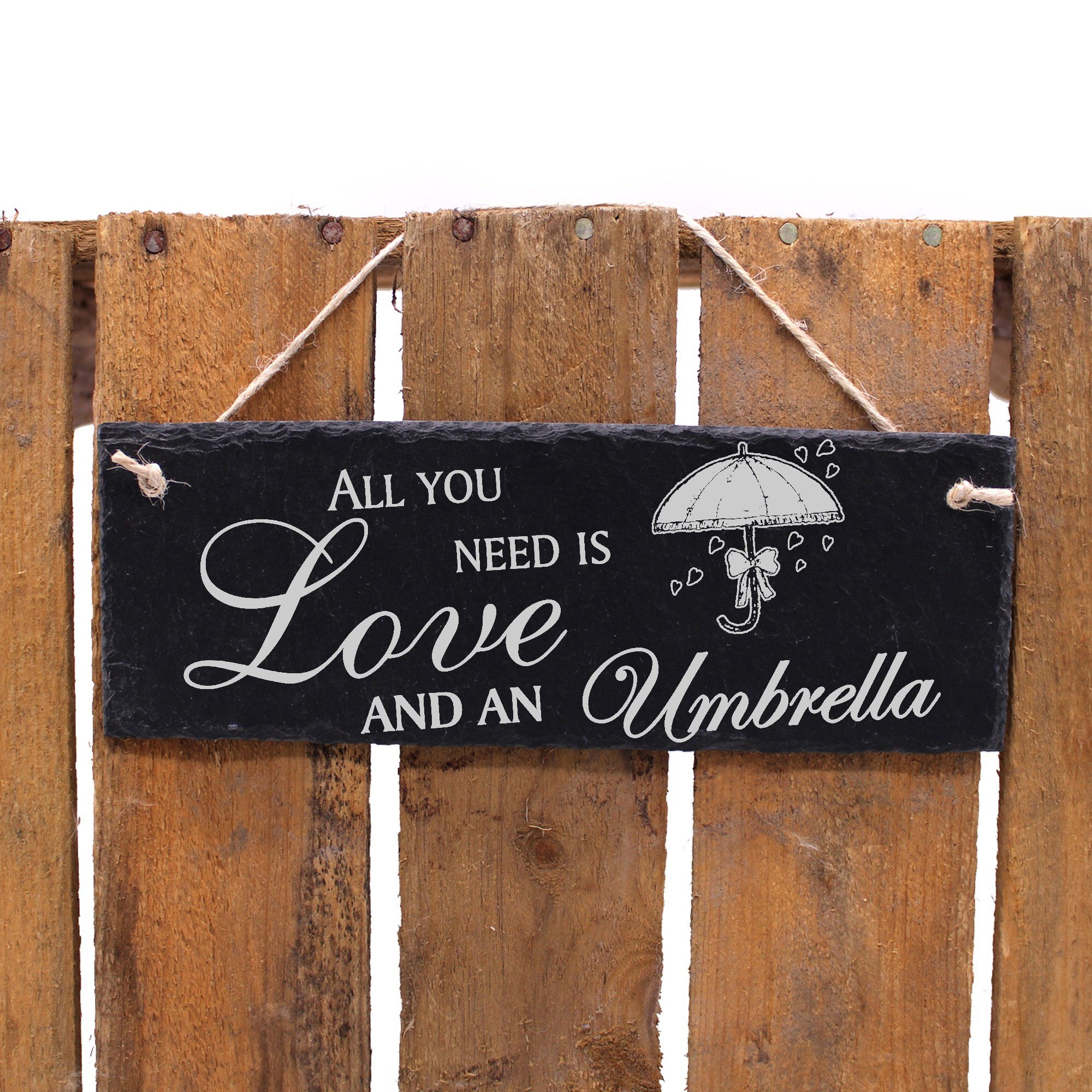 Umbrella All is mit Hängedekoration Dekolando 22x8cm need you Herzen Regenschirm an and Love