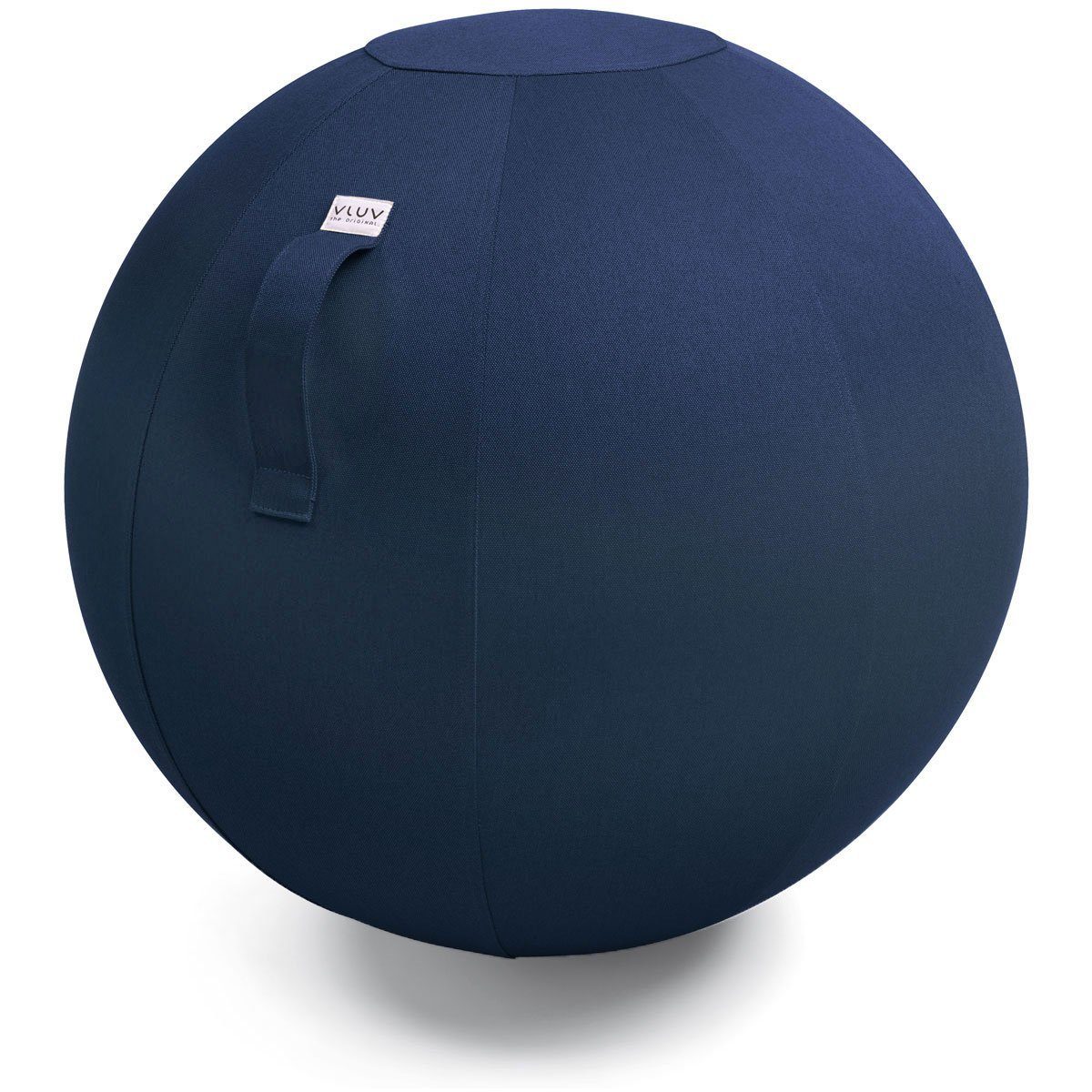 VLUV Sitzball BOL LEIV Stoff-Sitzball, ergonomisches Sitzmöbel für Büro und Zuhause, Farbe: Royal Blue (blau), Ø 60cm - 65cm, Möbelbezugsstoff, robust und formstabil, mit Tragegriff