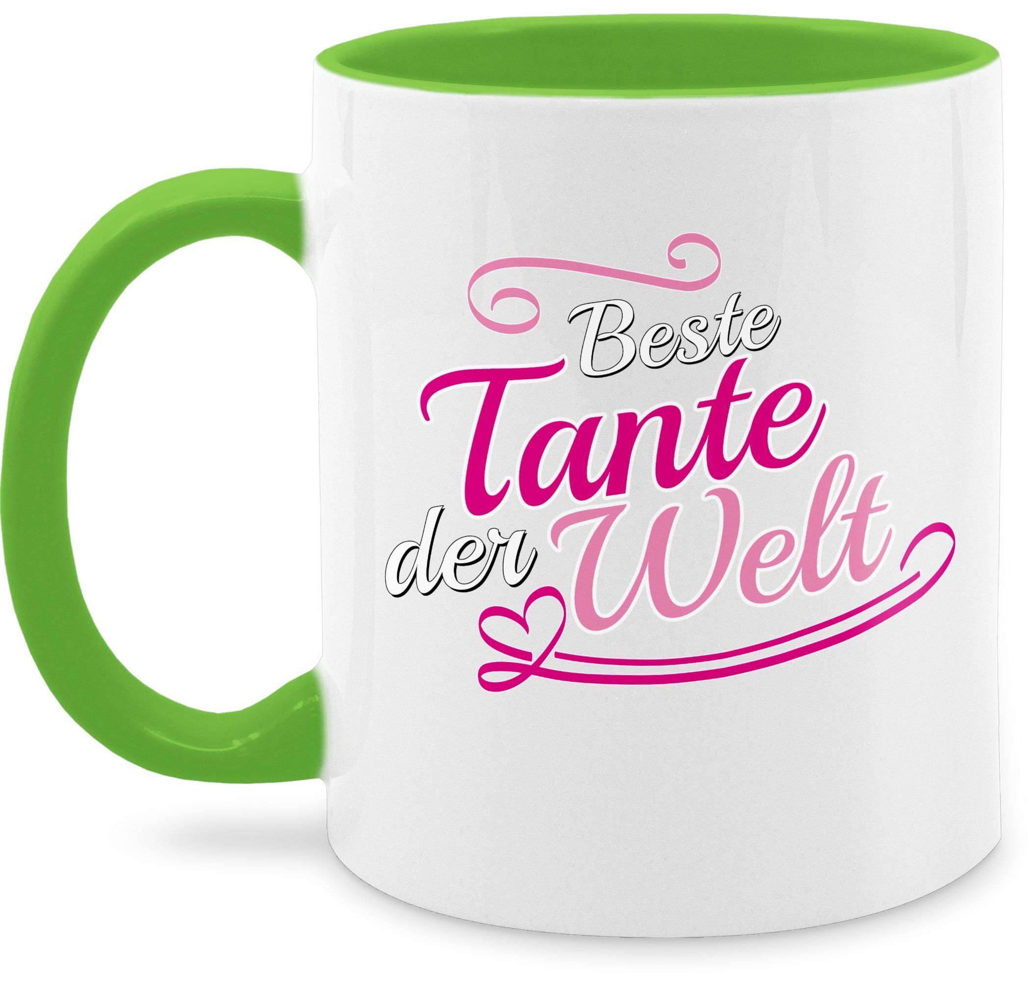 Shirtracer Tasse Beste Tante der Welt, Keramik, Tante Geschenk 3 Hellgrün