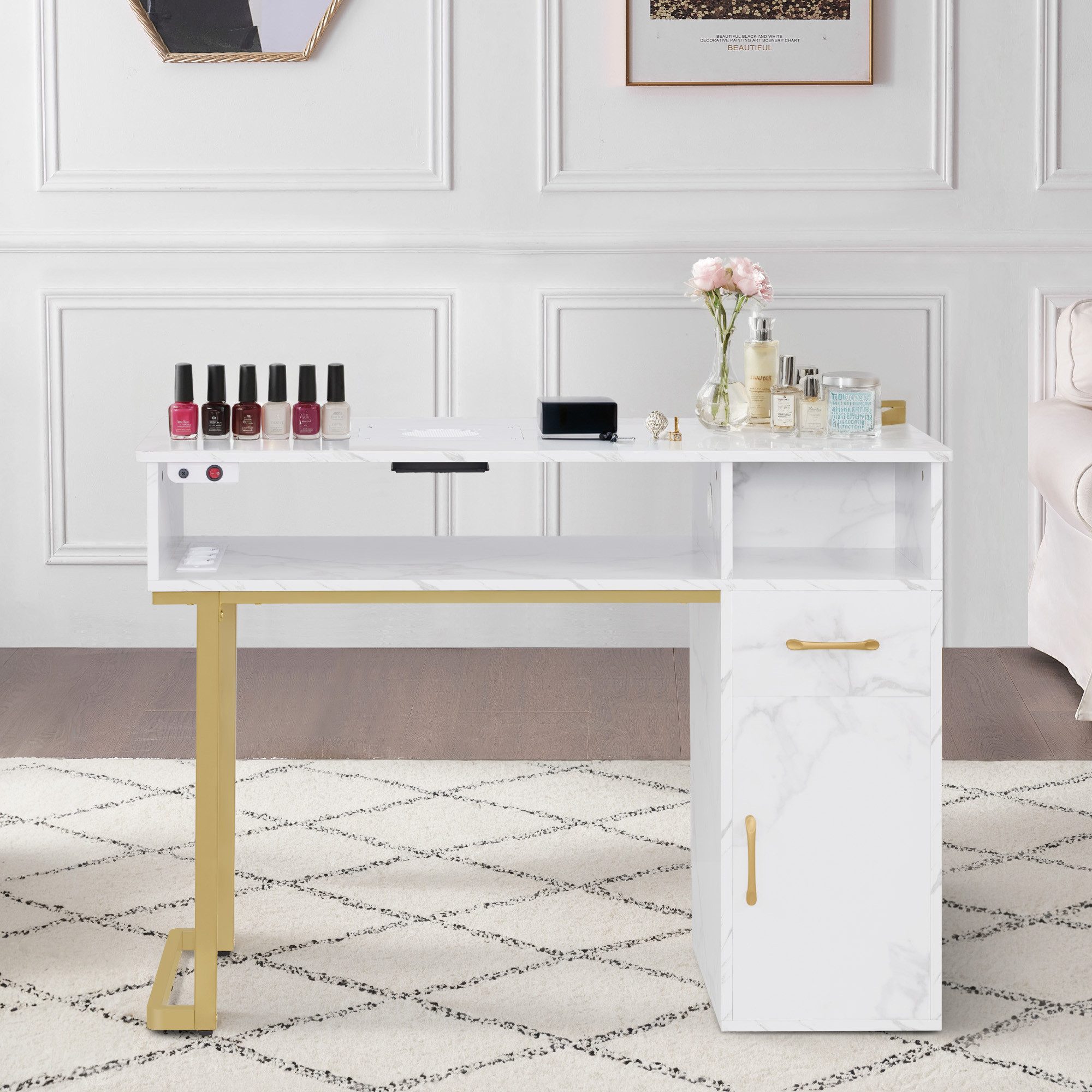 Barberpub Schminktisch BarberPub Maniküretisch, Nageltisch mit Absaugung, M günstig online kaufen