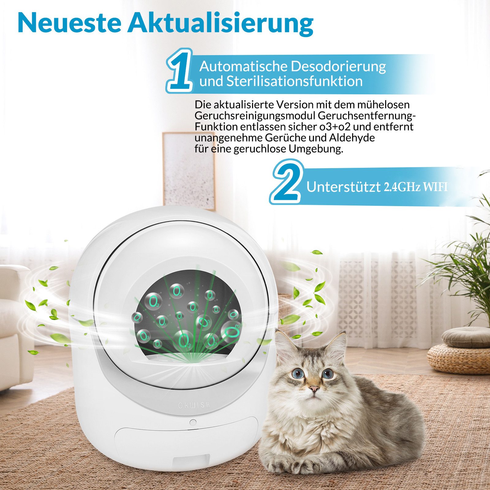 Thumbnail - Gotagee Katzentoilette Automatische selbstreinigende Katzentoilette mit App-Steuerung, für alle Arten von Katzenstreu, s...