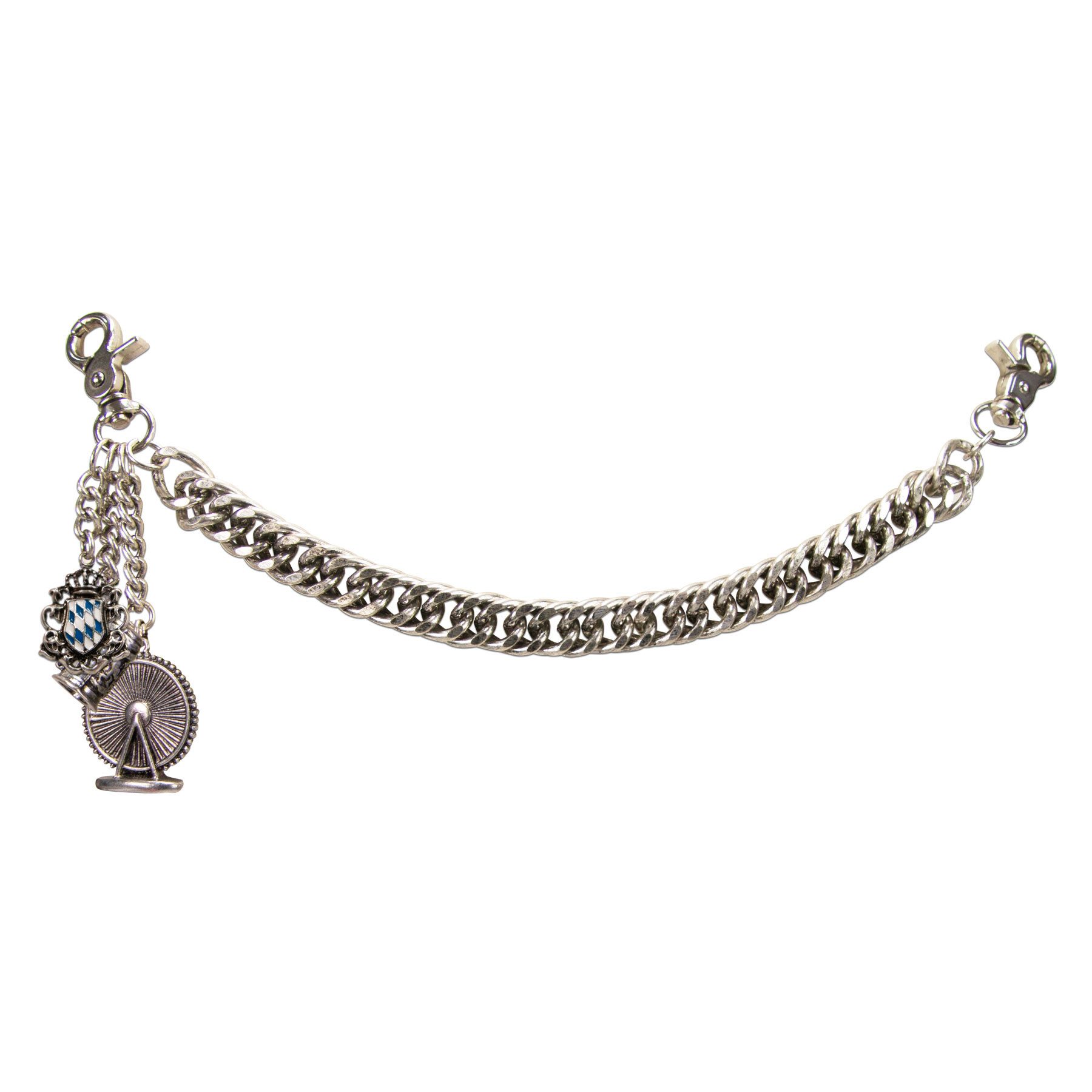 Alpenflüstern Kette mit Anhänger Trachten-Charivari Volksfest (antik-silber-farben), - Hochwertiger Herren-Trachtenschmuck mit Trophäen-Anhängern für die L