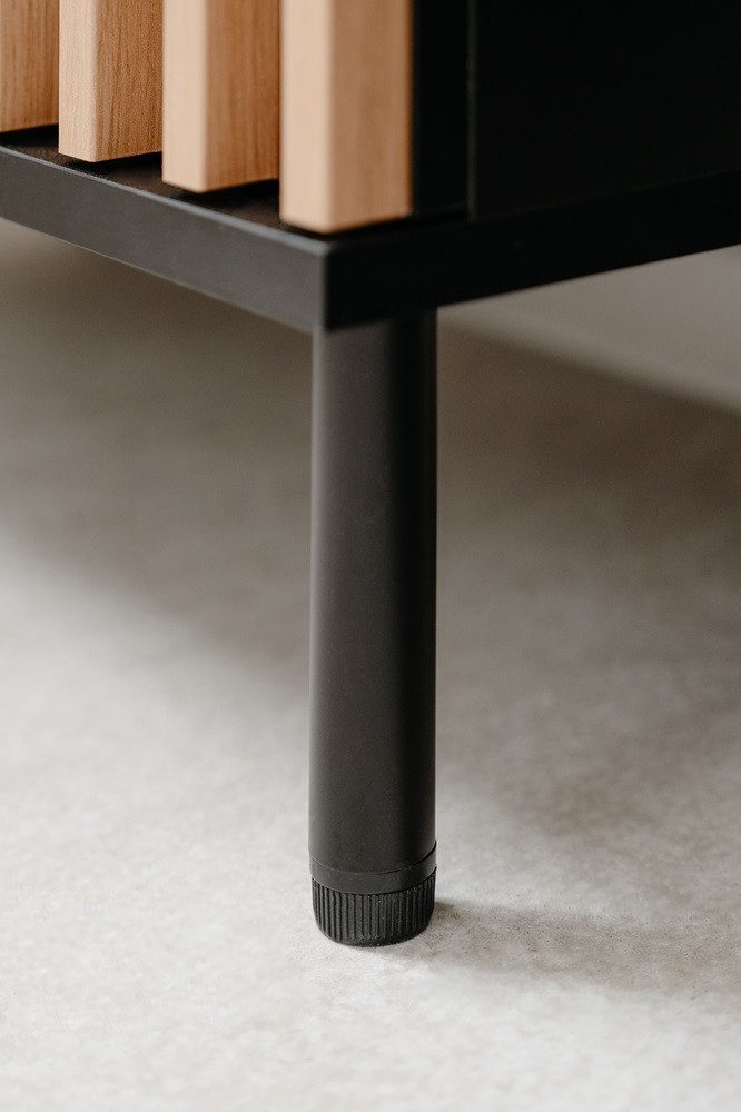 Finori Sideboard Kommode Monza, mit 3D-Lamellen, Artisan Oak / schwarz