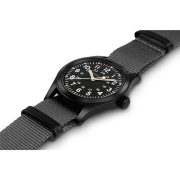 Hamilton Mechanische Uhr Hamilton Herren Uhr H69409930 Khaki Field Handaufzug, IP schwarz besch, (1-tlg)