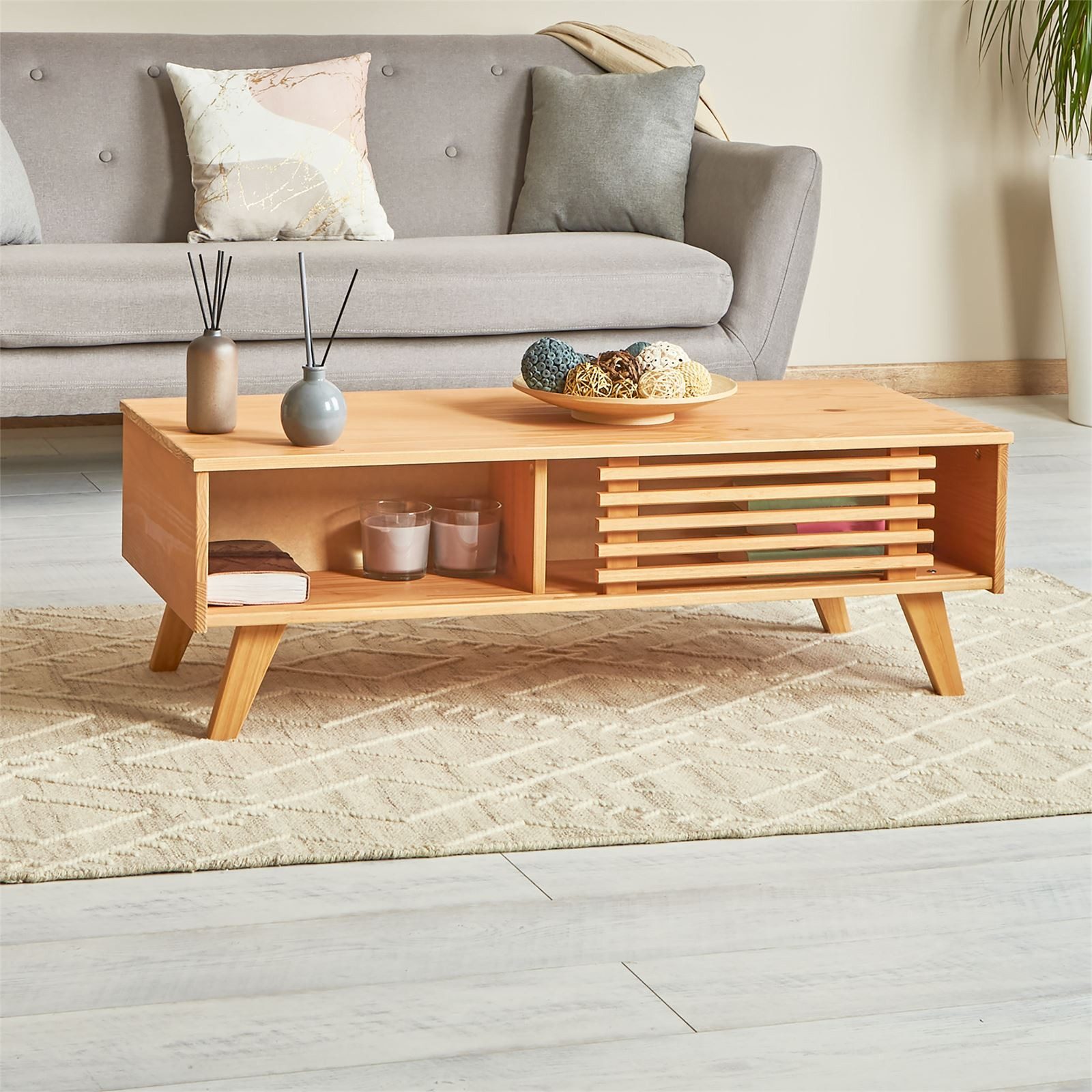 IDIMEX Couchtisch SEAN, Wohnzimmertisch aus Massivholz mit Schiebetür skand günstig online kaufen