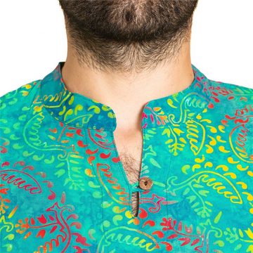 PANASIAM Kurzarmhemd Kurzarmhemd Wachsbatik Herren Hemd in lebendigen Mustern und leuchtenden Farben langlebiges Sommerhemd Freizeithemd
