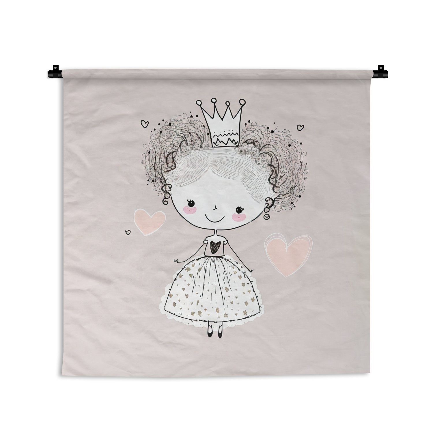 MuchoWow Wanddekoobjekt Prinzessin - Kinder - Mädchen - Krone - Kleid, Wanddeko für Wohnzimmer, Schlafzimmer, Kleid, Wandbehang, Kinderzimmer