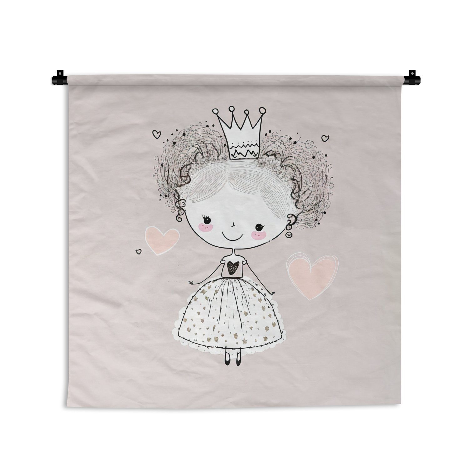 Wandbehang, MuchoWow Wanddekoobjekt Wohnzimmer, Kinder - Krone - Kleid, Wanddeko - Kinderzimmer - für Schlafzimmer, Mädchen Prinzessin Kleid,