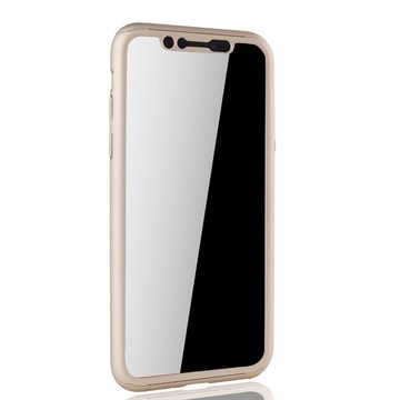König Design Handyhülle Apple iPhone XR, Apple iPhone XR Handyhülle 360 Grad Schutz Full Cover Gold