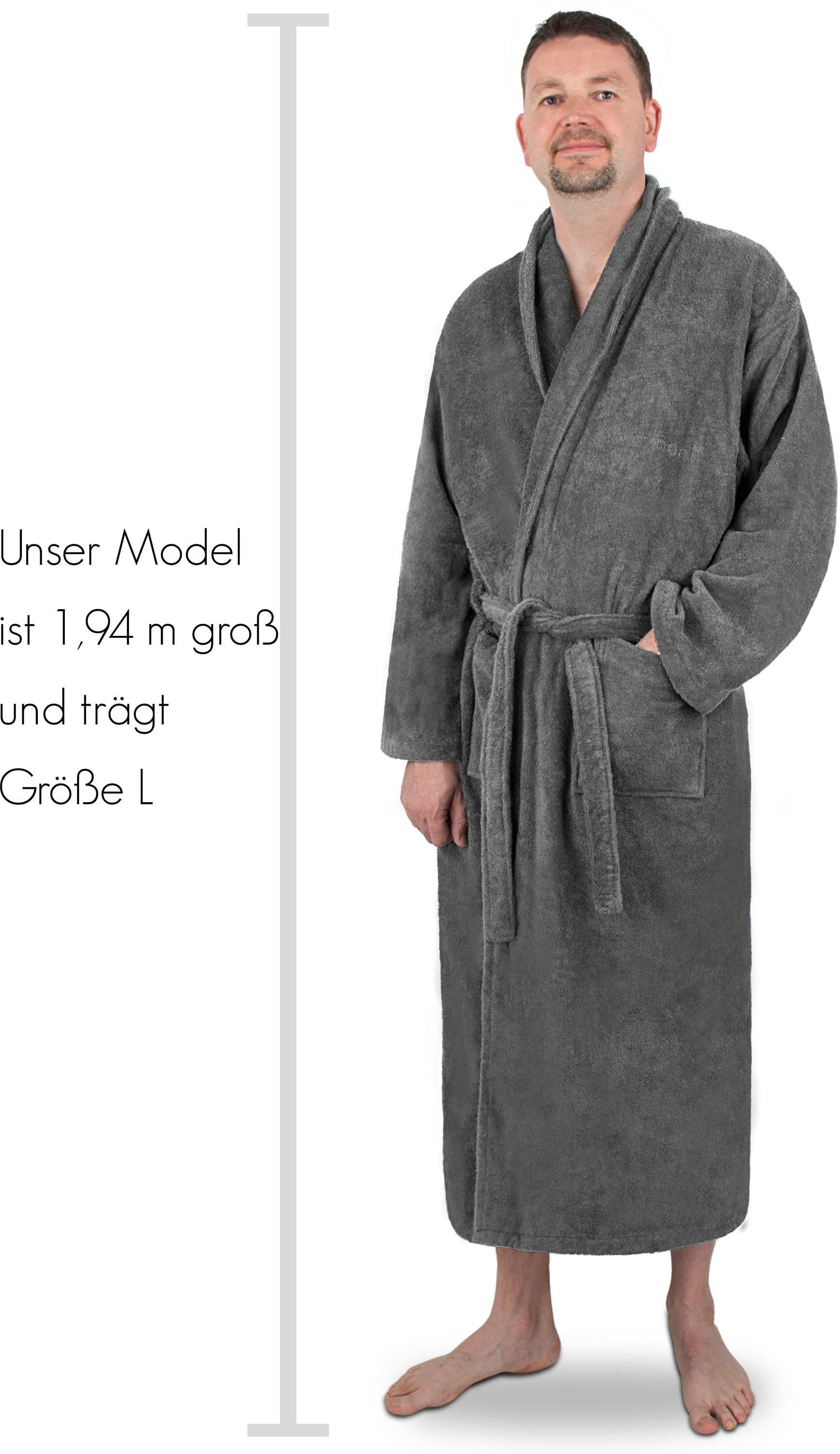normani Bademantel Bademantel aus 100 % Baumwolle Lola, Baumwolle, 2 Seitentaschen, Bindegürtel, extra lang, auch 100 % saugstarker Baumwolle – Bild 3 von 5