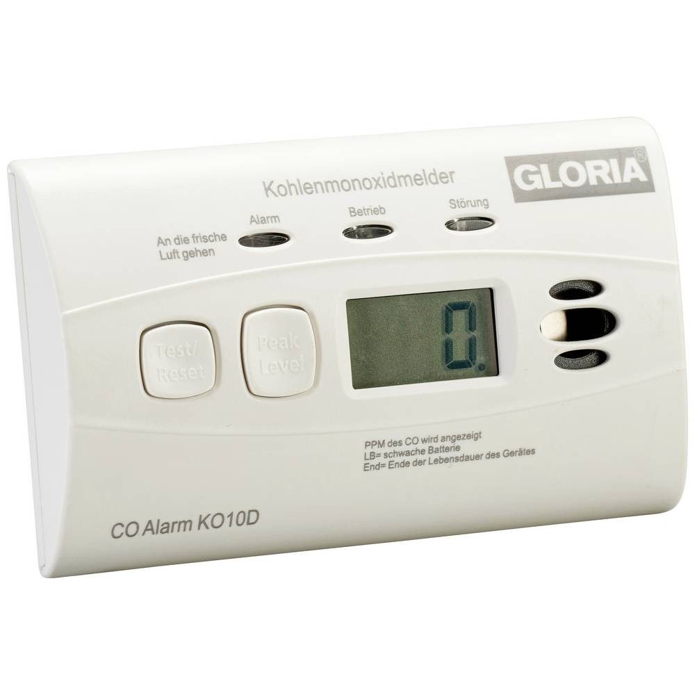 Gloria Kohlenmonoxidmelder mit 10 Jahren Garantie und fest 002518.5110 Gasmelder (inkl. 10 Jahres-Batterie)