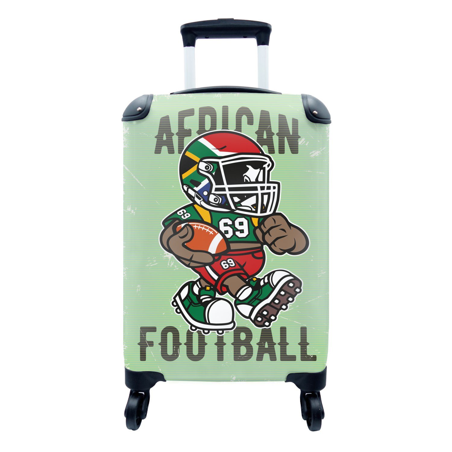 Reisetasche Afrika Trolley, Handgepäckkoffer 4 MuchoWow für Fußball Ferien, - - mit - rollen, Rollen, Reisekoffer Handgepäck Sport Jahrgang,