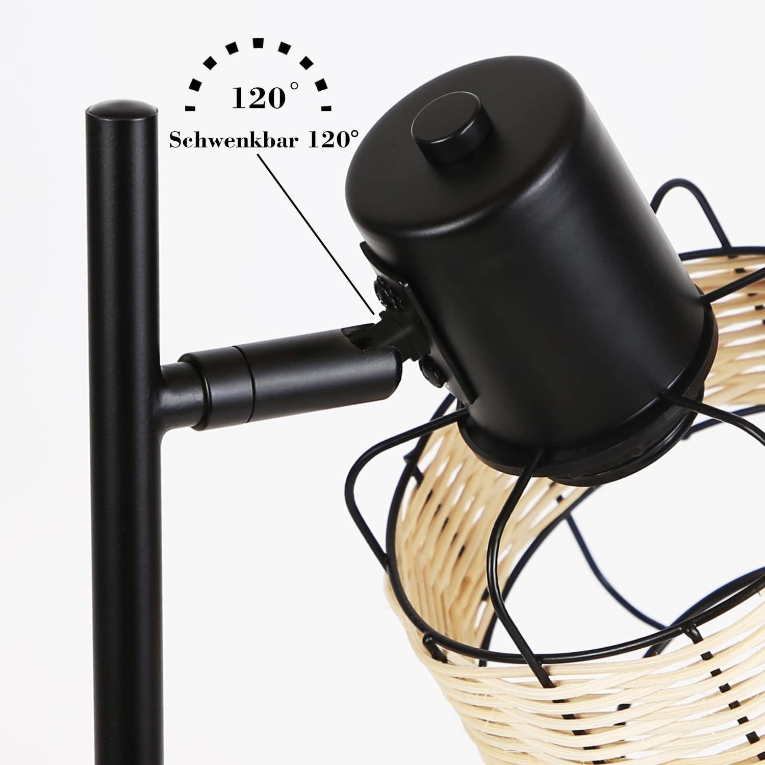 Nettlife Tischleuchte Rustikal E27 wechselbar geflochtenen Schwenkbar, aus LED Rattan