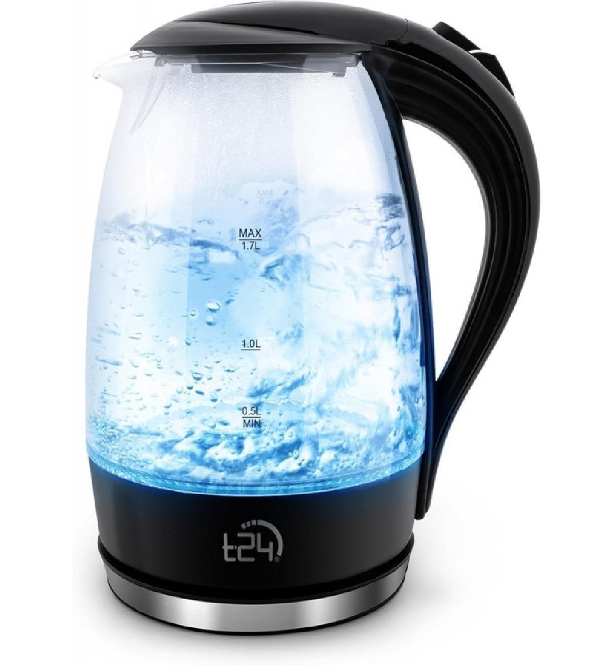 T24 Wasserkocher T24 Glas Wasserkocher 1,7 L mit LED-Beleuchtung – Elegantes Design & 3