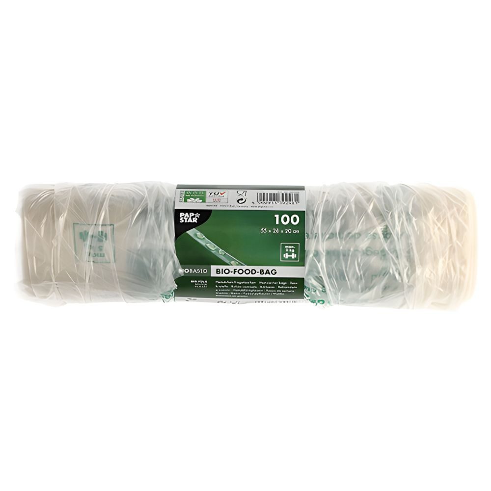 PAPSTAR Tragetasche 1000x Hemdchen Bio-Folie 55 x 28 x 20cm transparent Knotenbeutel Rolle
