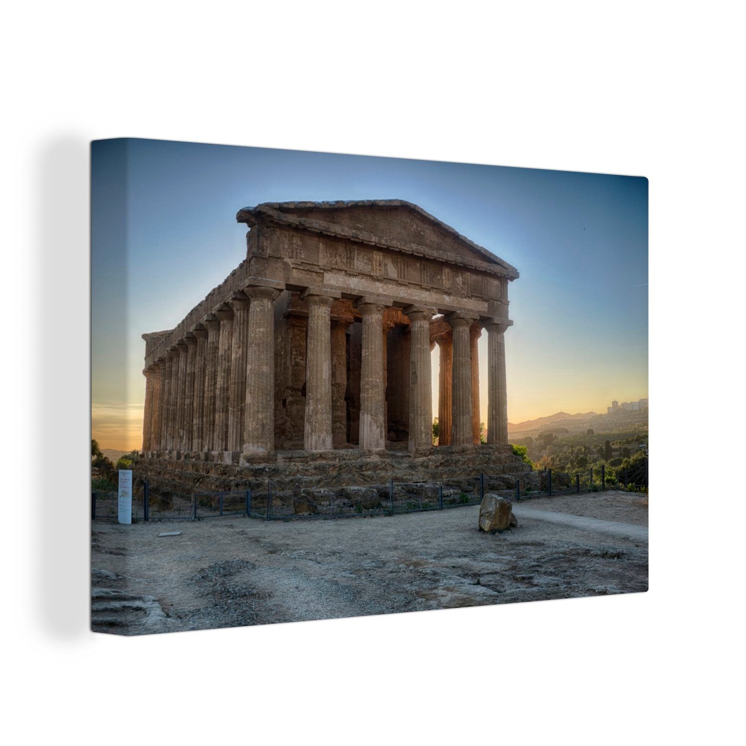 OneMillionCanvasses® Leinwandbild Berühmte griechische Ruinen des Tempels der Concordia, (1 St), Wandbild Leinwandbilder, Aufhängefertig, Wanddeko, 30x20 cm