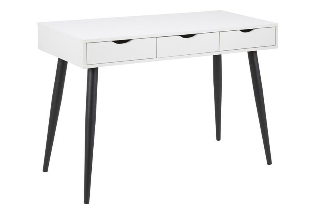 ebuy24 Schreibtisch Nete Schreibtisch mit 3 Schubladen in weiss und sc