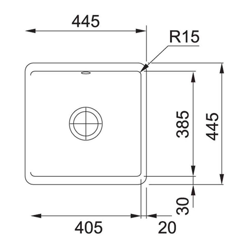 Küchenspüle FRANKE Unterbaubecken 44,5/44,5 cm Franke 110-40 Fraceram, KBK Kubus Anthrazit Druckknopfventil,