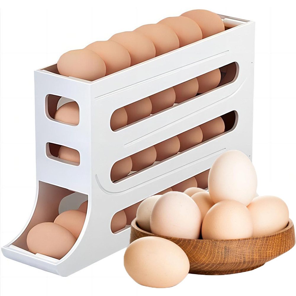 NUODWELL Eierkorb Eierhalter für Kühlschrank,4-Tier Automatische Eierspender für 30 Eier