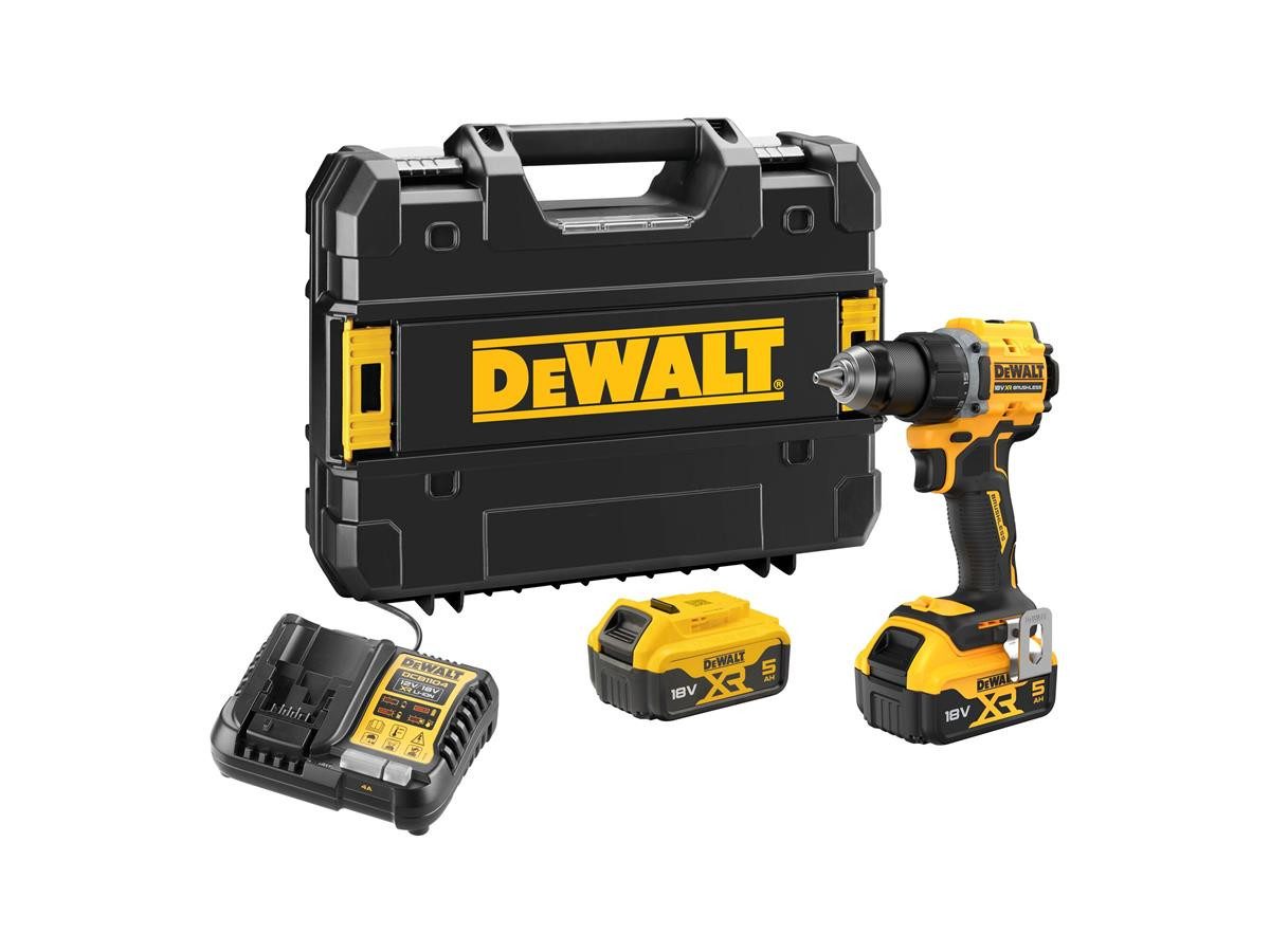 DeWalt Akku-Bohrschrauber 18 V, 5 Ah, max. 1650 U/min, (Set), inkl. 2 Akkus und Ladegerät, max. Drehmoment 74 Nm, + T STAK Box