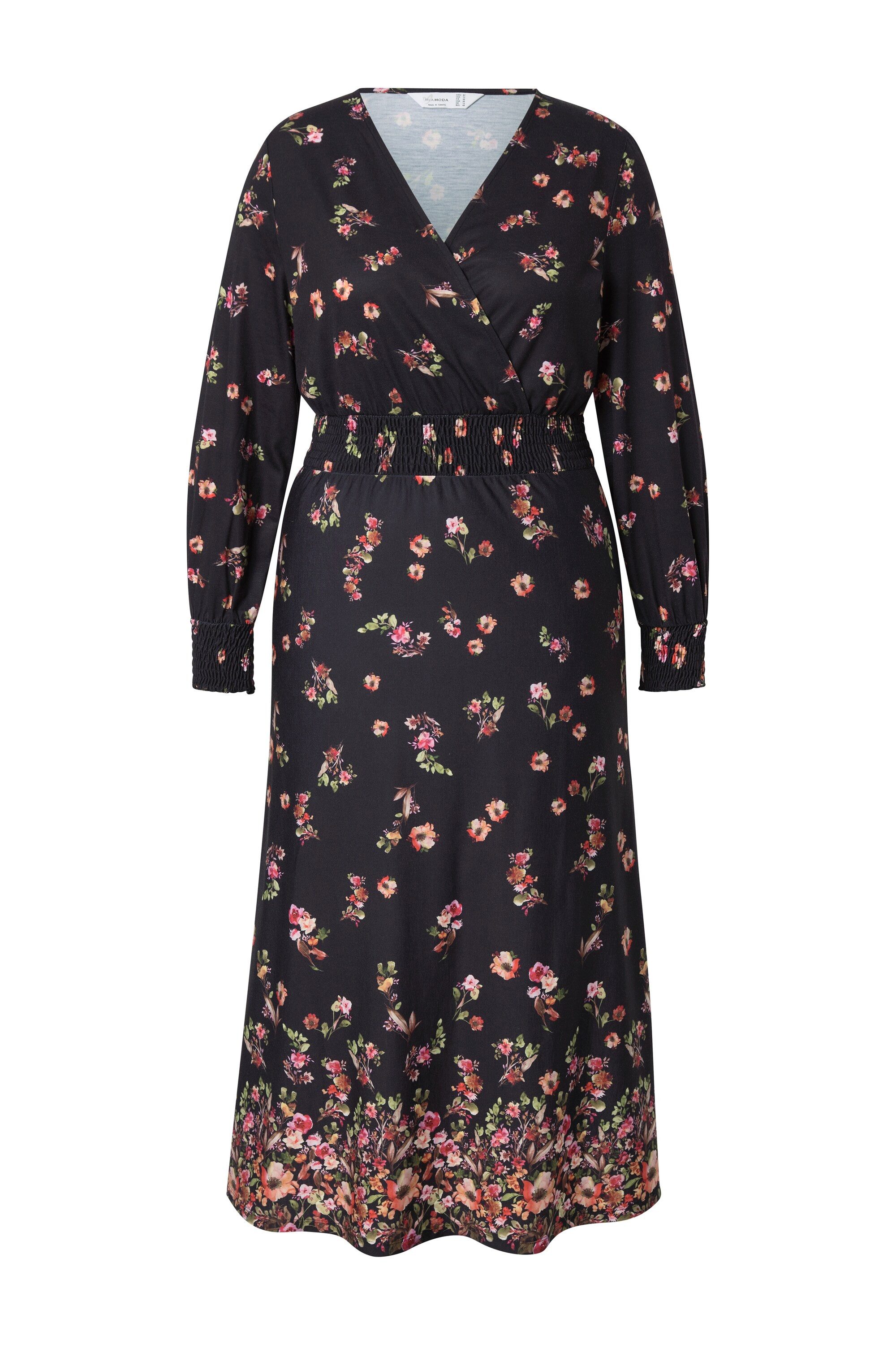 MIAMODA Jerseykleid Maxikleid A-Linie Blütendruck Langarm günstig online kaufen