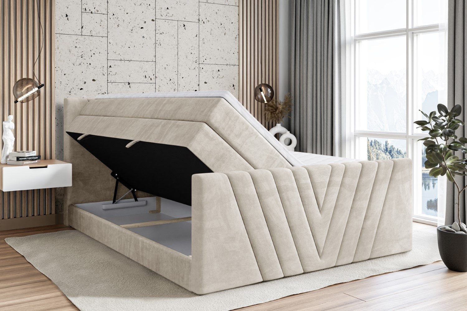 ALTDECOR Boxspringbett ERNINA-Z KING (Multipocket-Matratze H4, H3 Matratze Bonellfederung, Topper, Kopfteil), Doppelbett mit Fußteil
