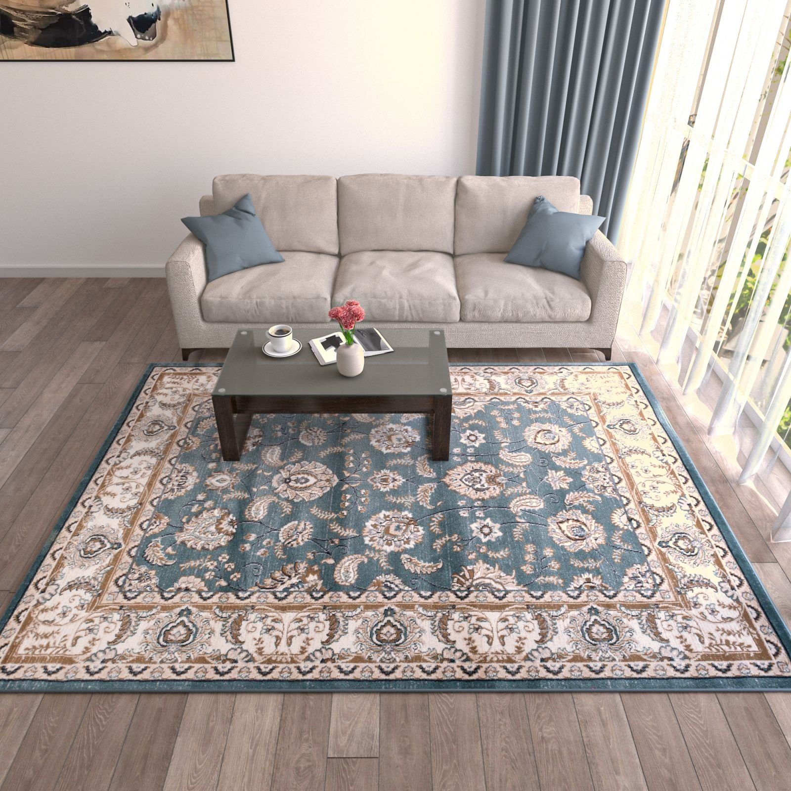 Orientteppich Oriente für 120 Mazovia, Orient Blau, Teppich Teppich Wohnzimmerteppich Pflegeleicht, - cm, Traditioneller Fußbodenheizung, 170 Geeignet x