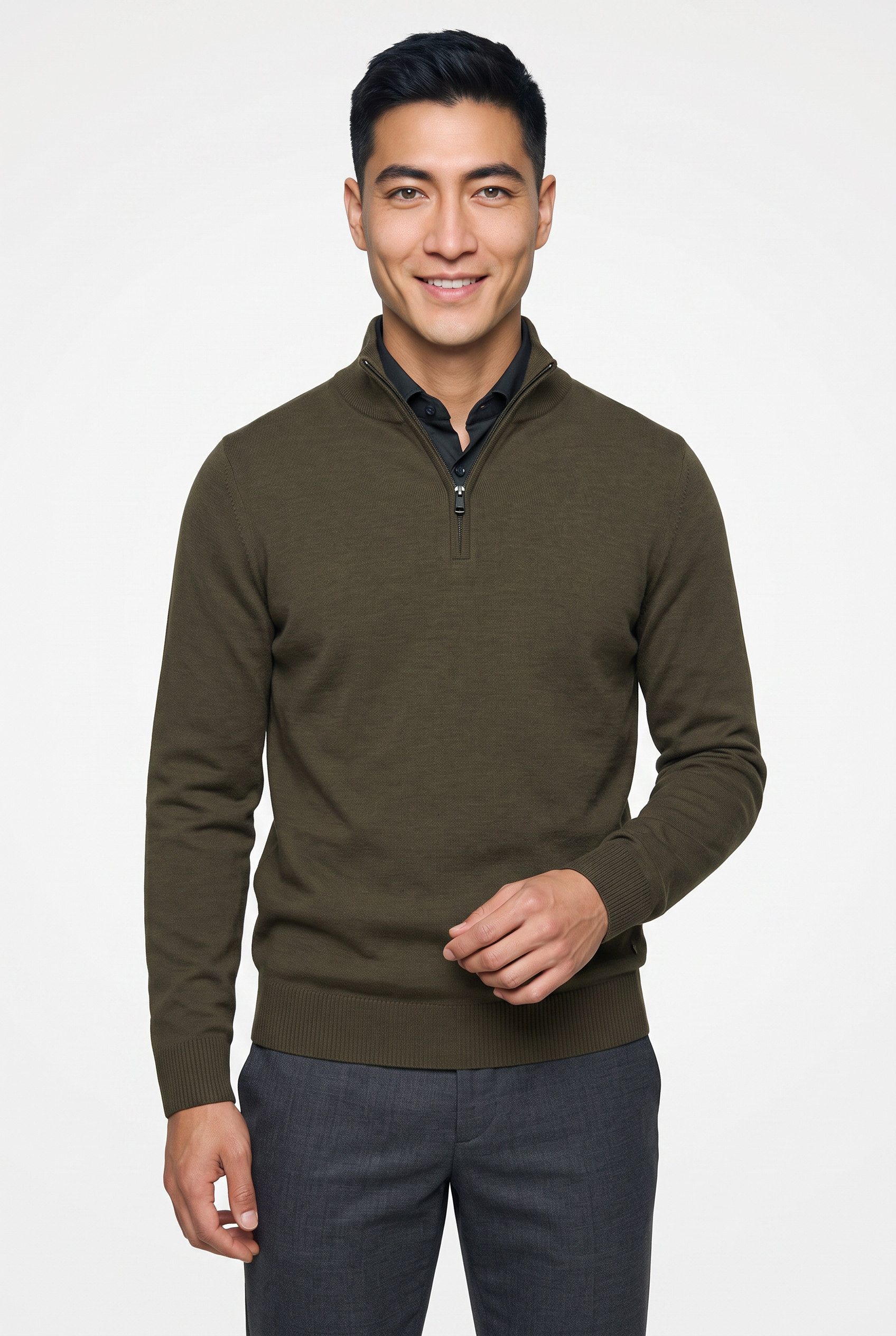 JOOP! Strickpullover Dario Regular fit mit Troyer-Kragen, Wolle