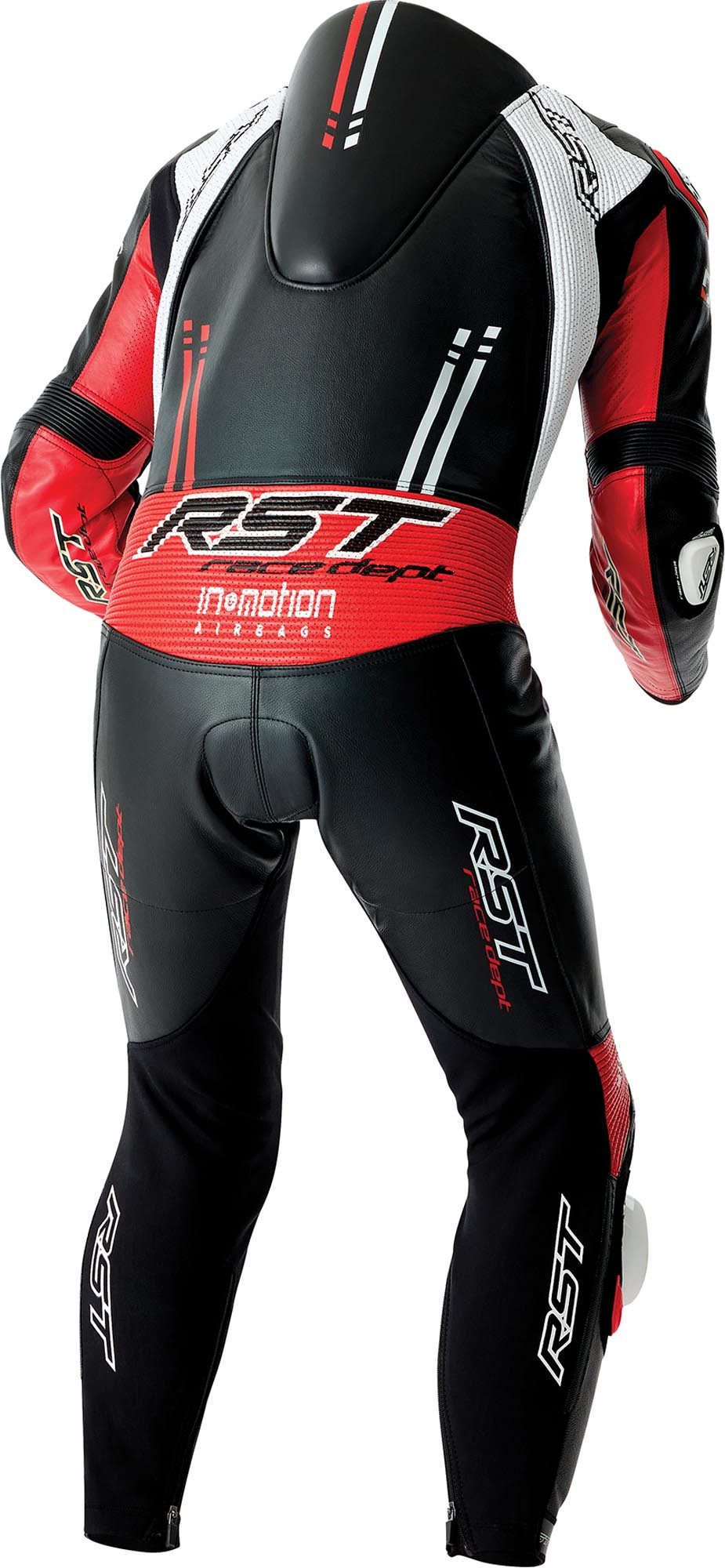 RST Motorradkombi Race Dept V4.2 D3O Airbag perforierte 1-Teiler Motorrad Lederkombi Airbag integriert,Rückenprotektor enthalten,Ellenbogenprotektoren