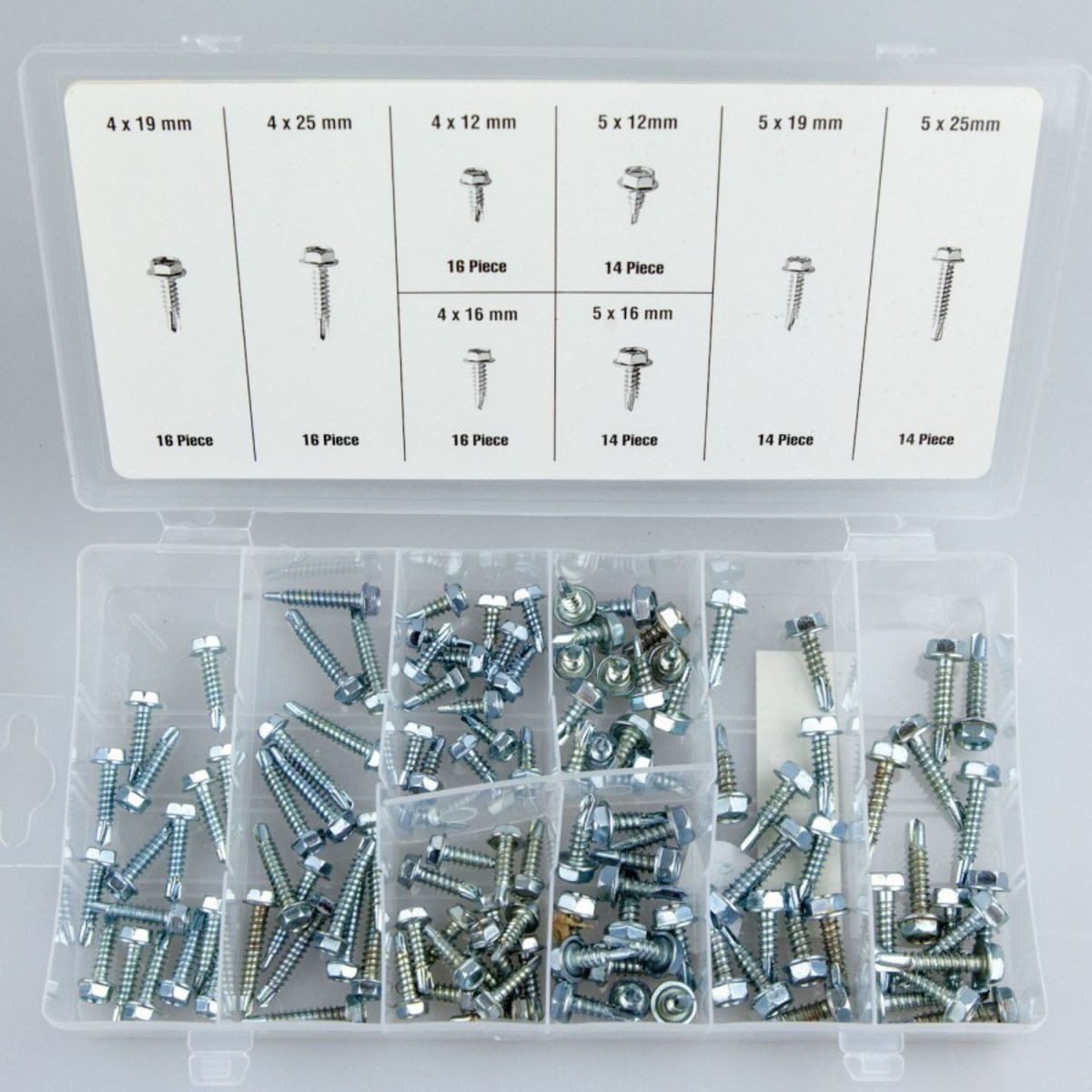 Benson Tools Schrauben-Set Verzinkte Montageschrauben sechseckig im Sortimentskasten 120tlg., (120 St), selbstschneidendes Gewinde