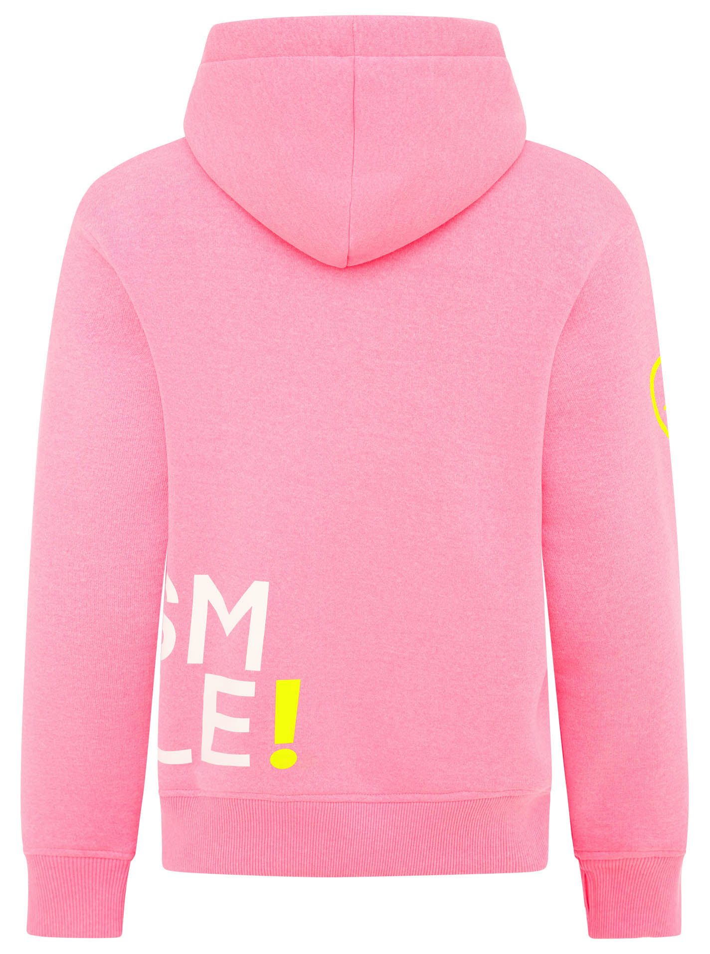 Zwillingsherz Hoodie "Alissa" Langarm, Kapuze, Neon-Details, Kordelzug, Frontprint, Kängurutasche