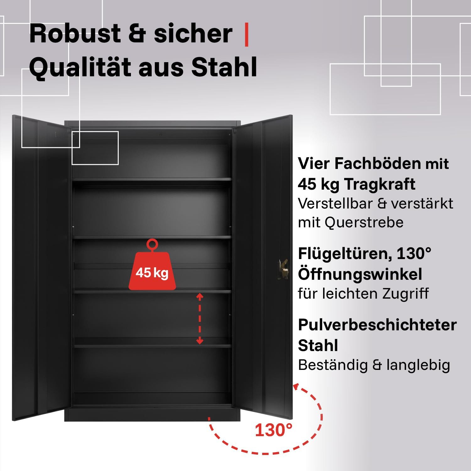 LagerZwei Aktenschrank Mehrzweckschrank 195x100x50 cm (Set, 4-St) abschließbar
