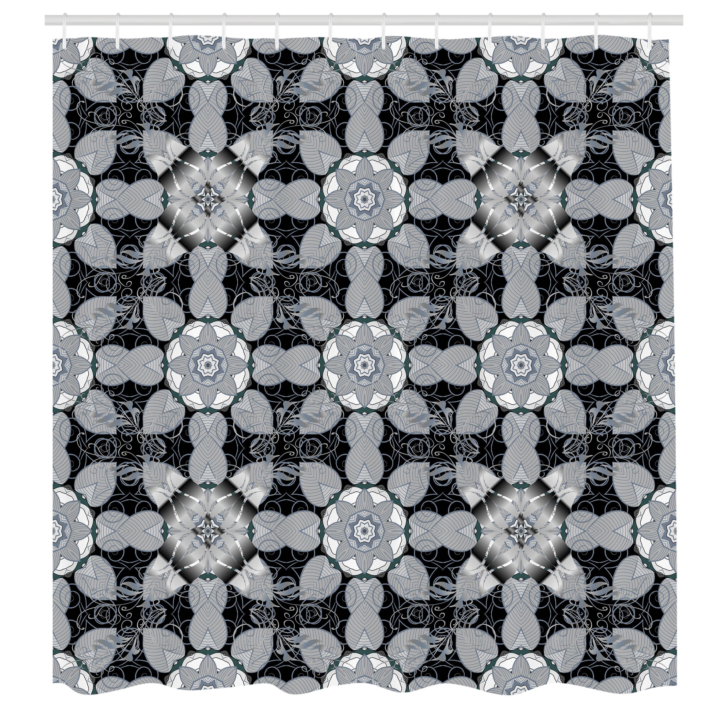 Abakuhaus Duschvorhang Moderner Digitaldruck mit 12 Haken auf Stoff Wasser Resistent Breite 175 cm, Höhe 180 cm, Schwarz und Grau Dunkel getönt Kultur